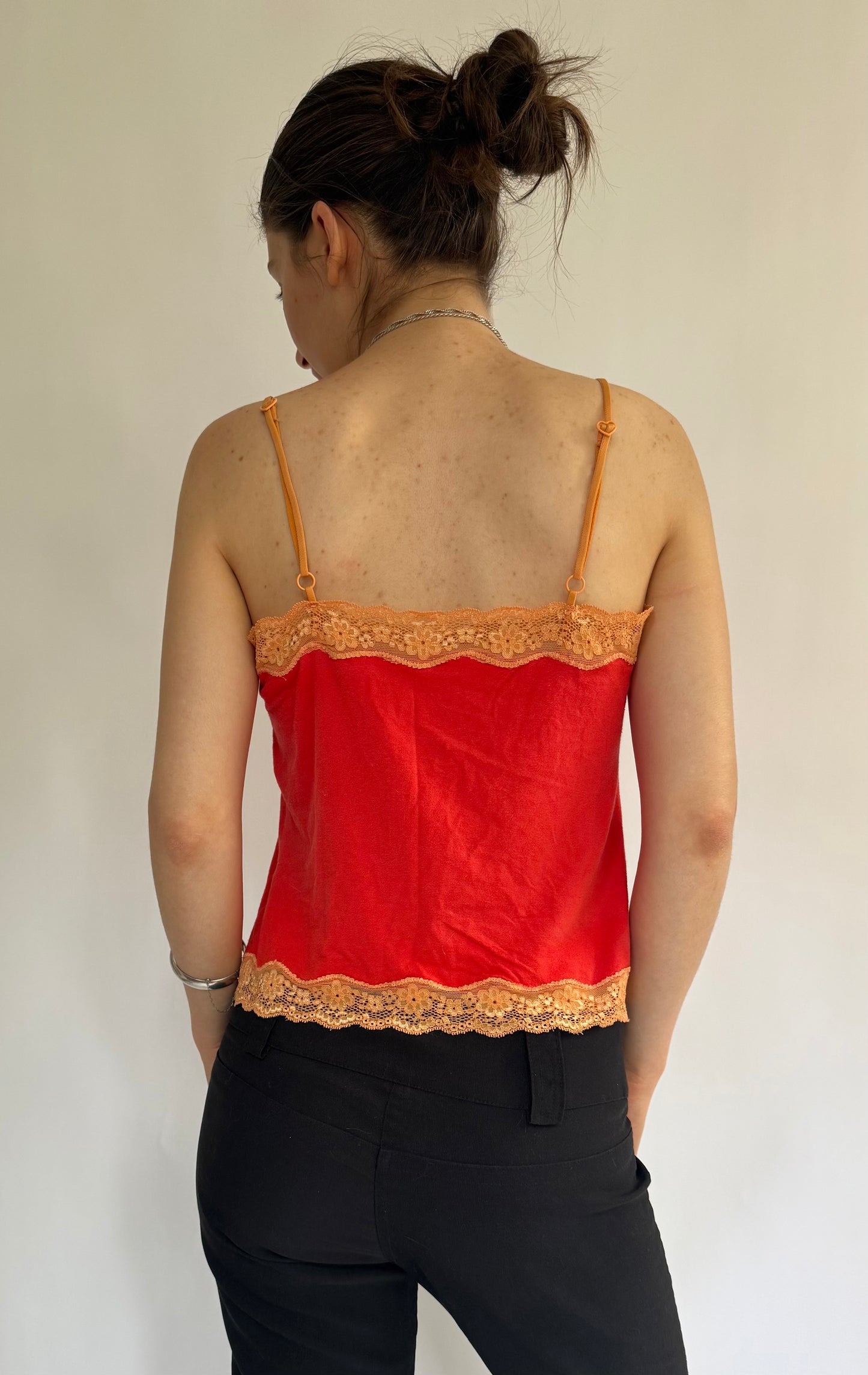 Y2k lacey cami top with sassy logo