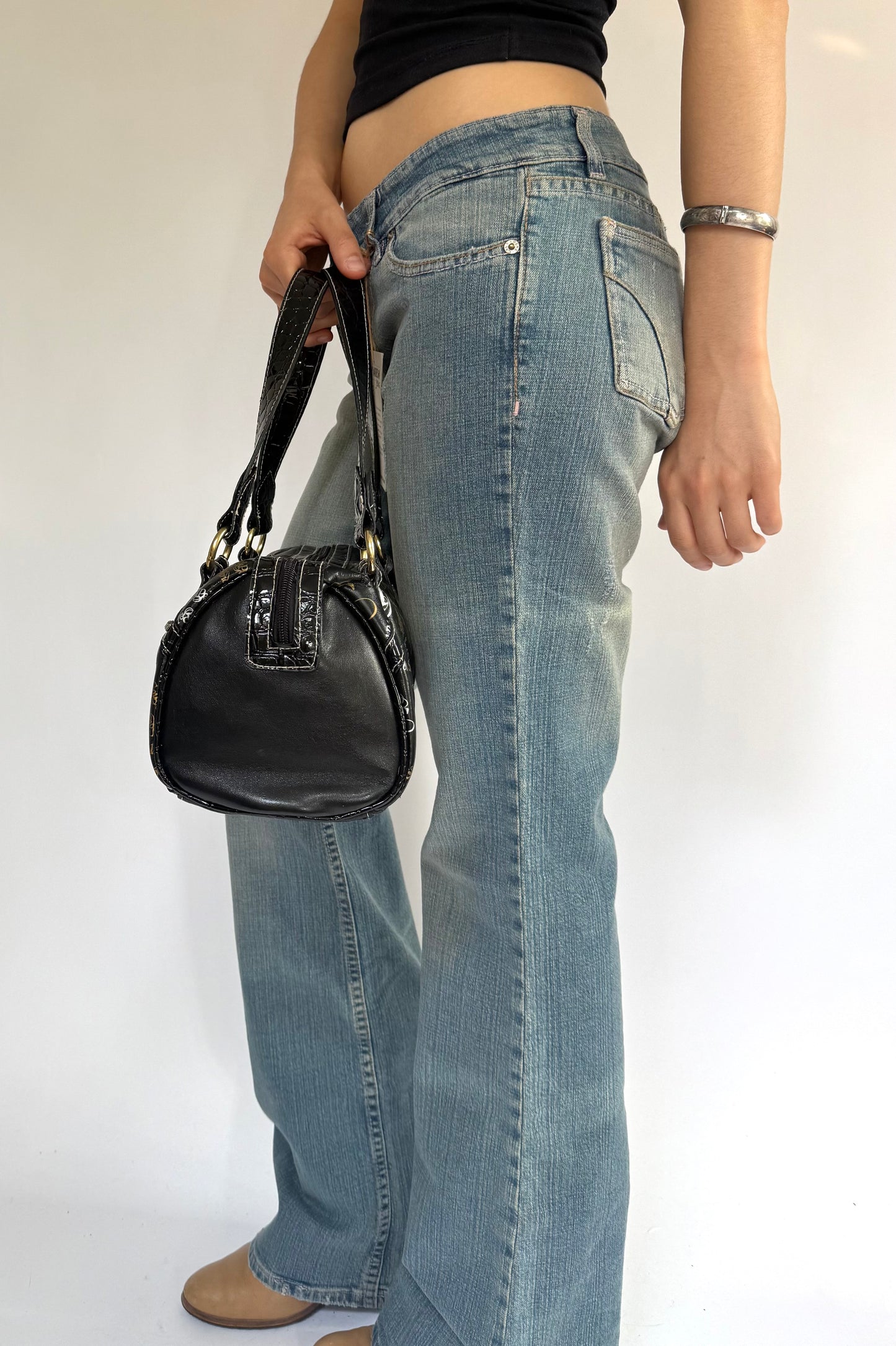 Y2K Deadstock black and gold shoulder bag by SOUTHPOLE