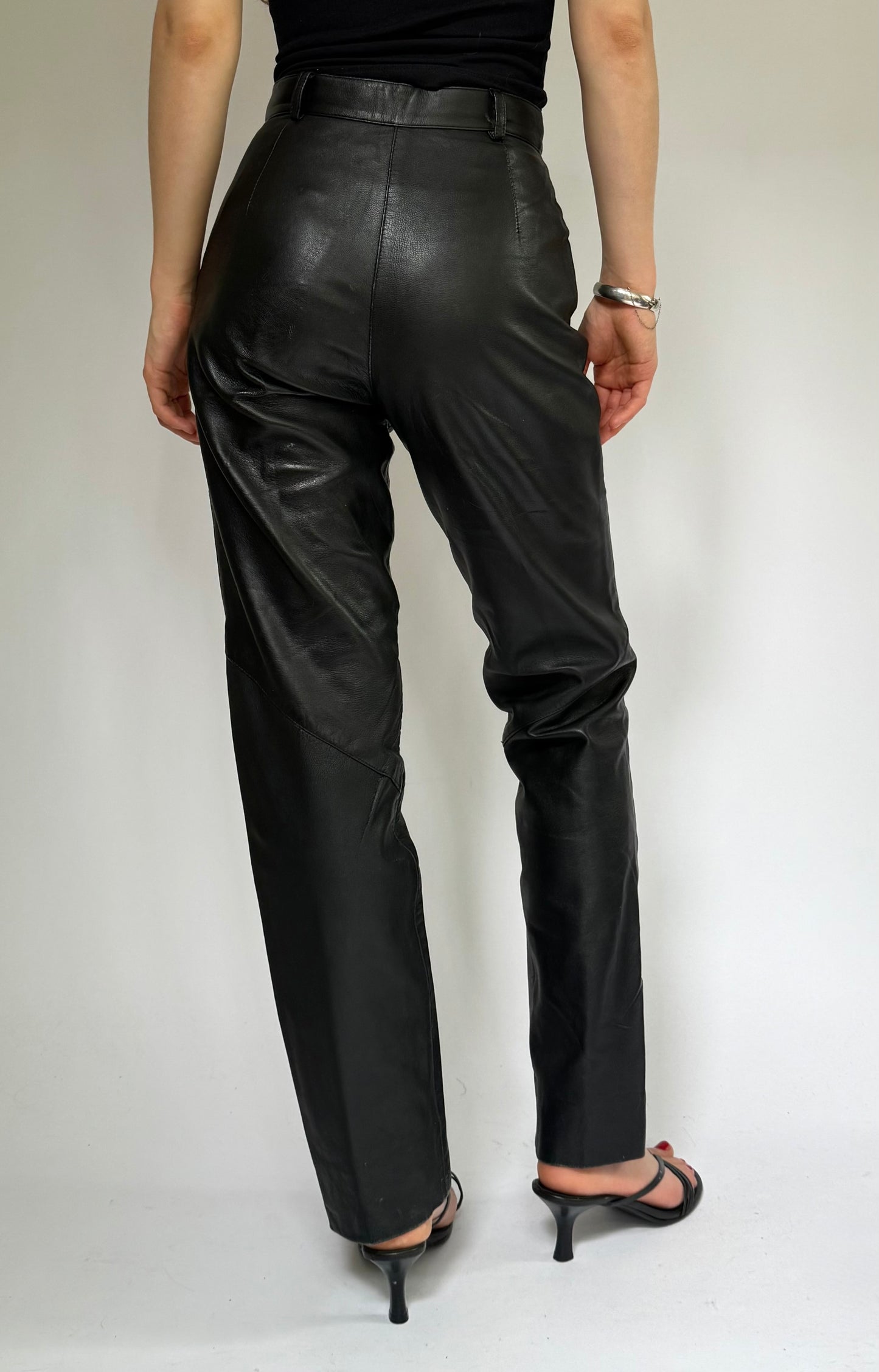 Vintage 90s high rise genuine leather pants