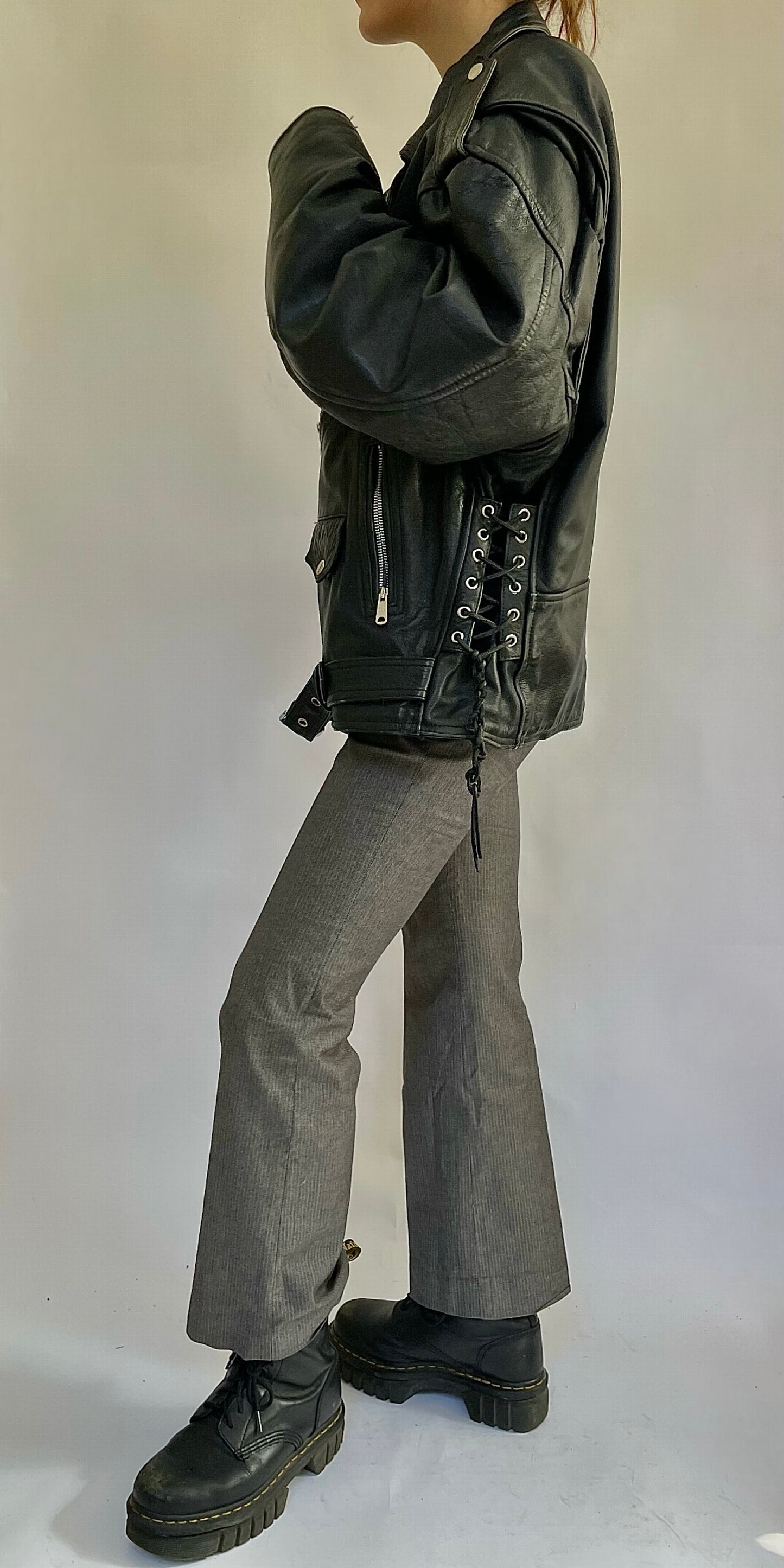 Vintage 1960s black motorcycle leather jacket