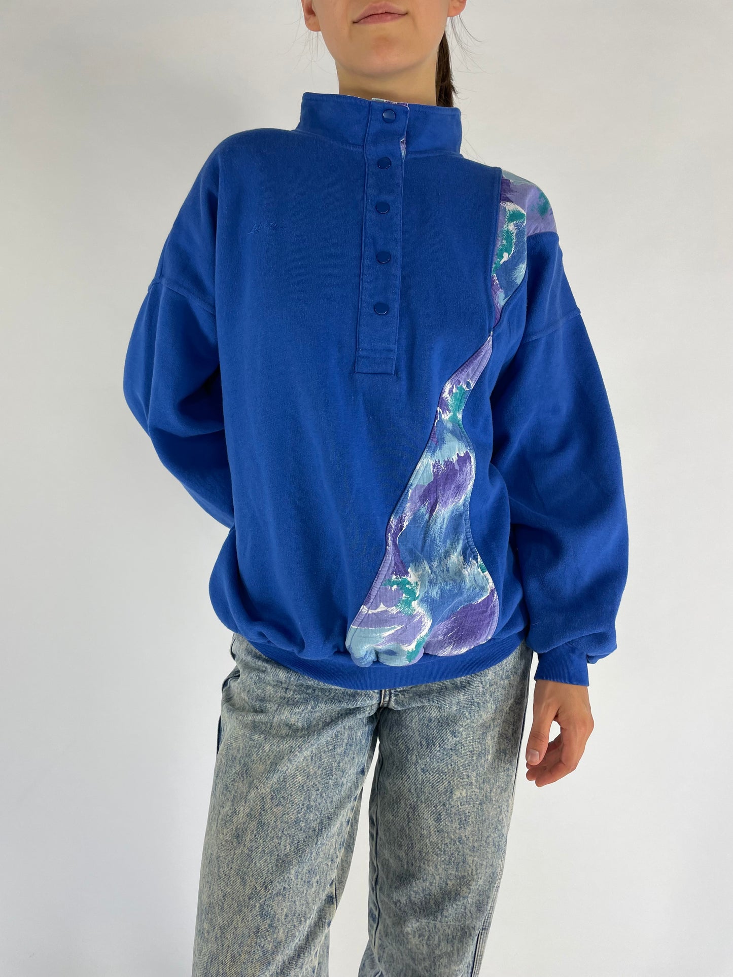 80’s blue quarter zipper pullover