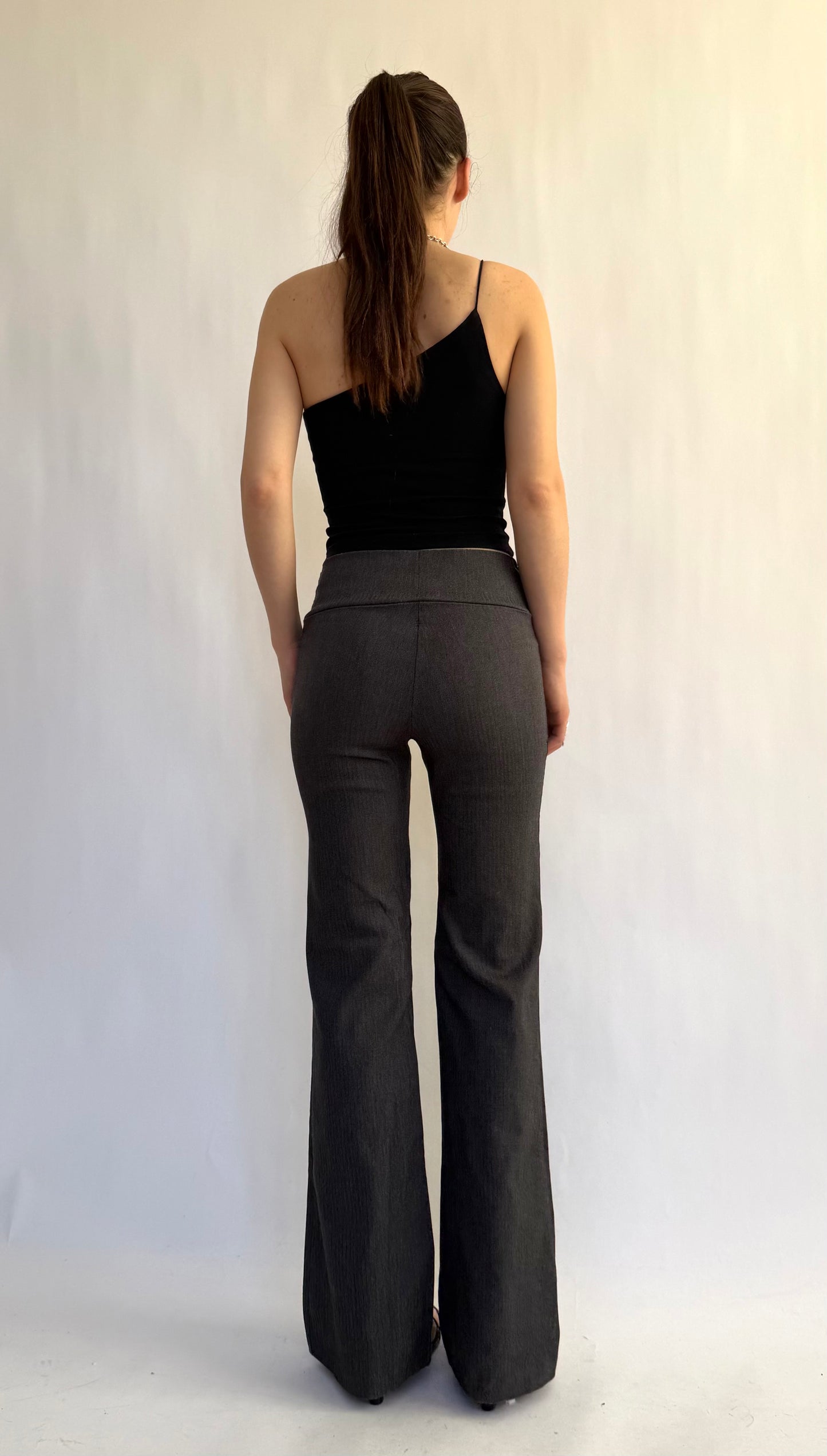 Y2K/2000s flared low rise grey office siren pants