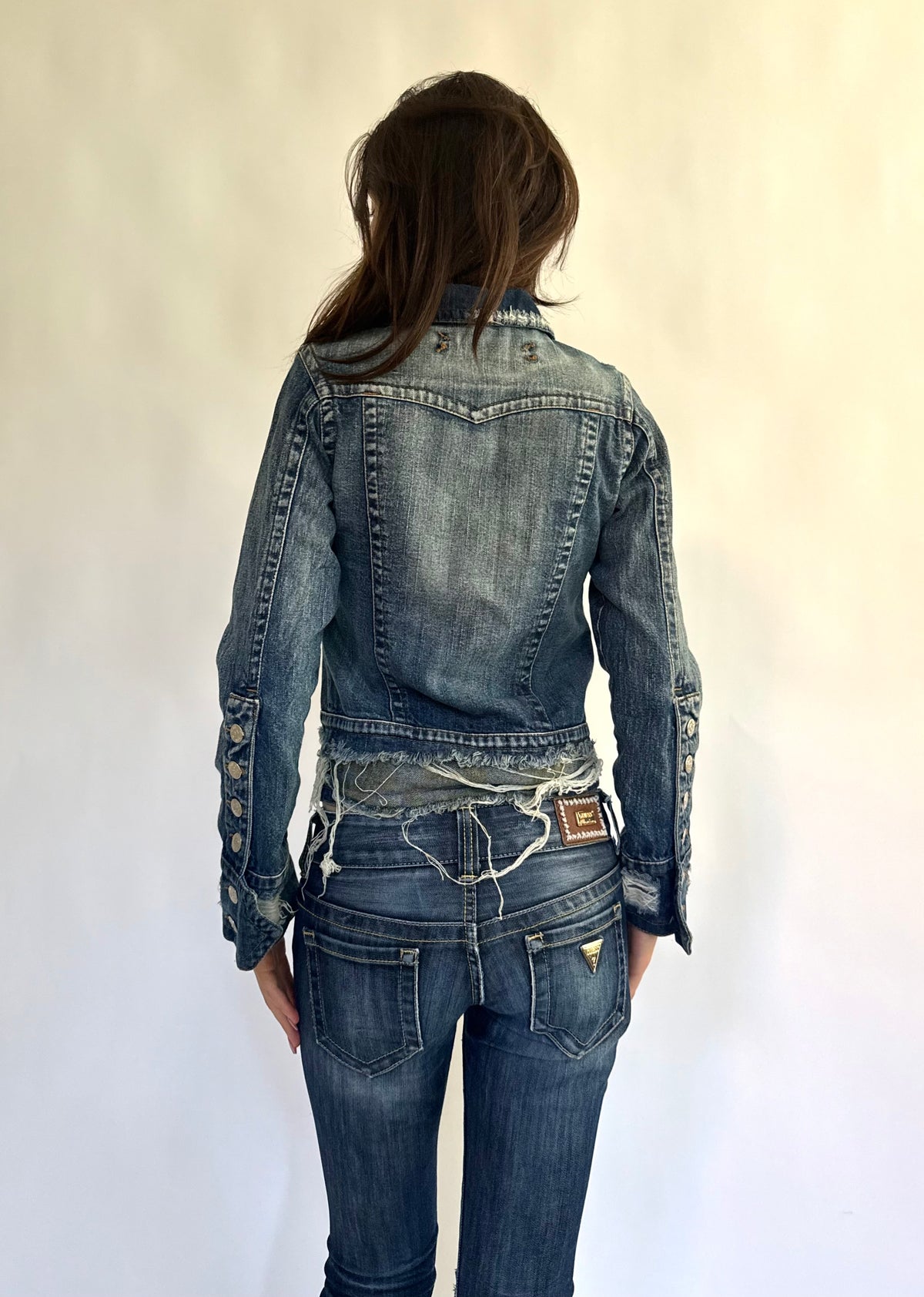 Y2K Cal Y Arena Deadstock Distressed Denim Jacket