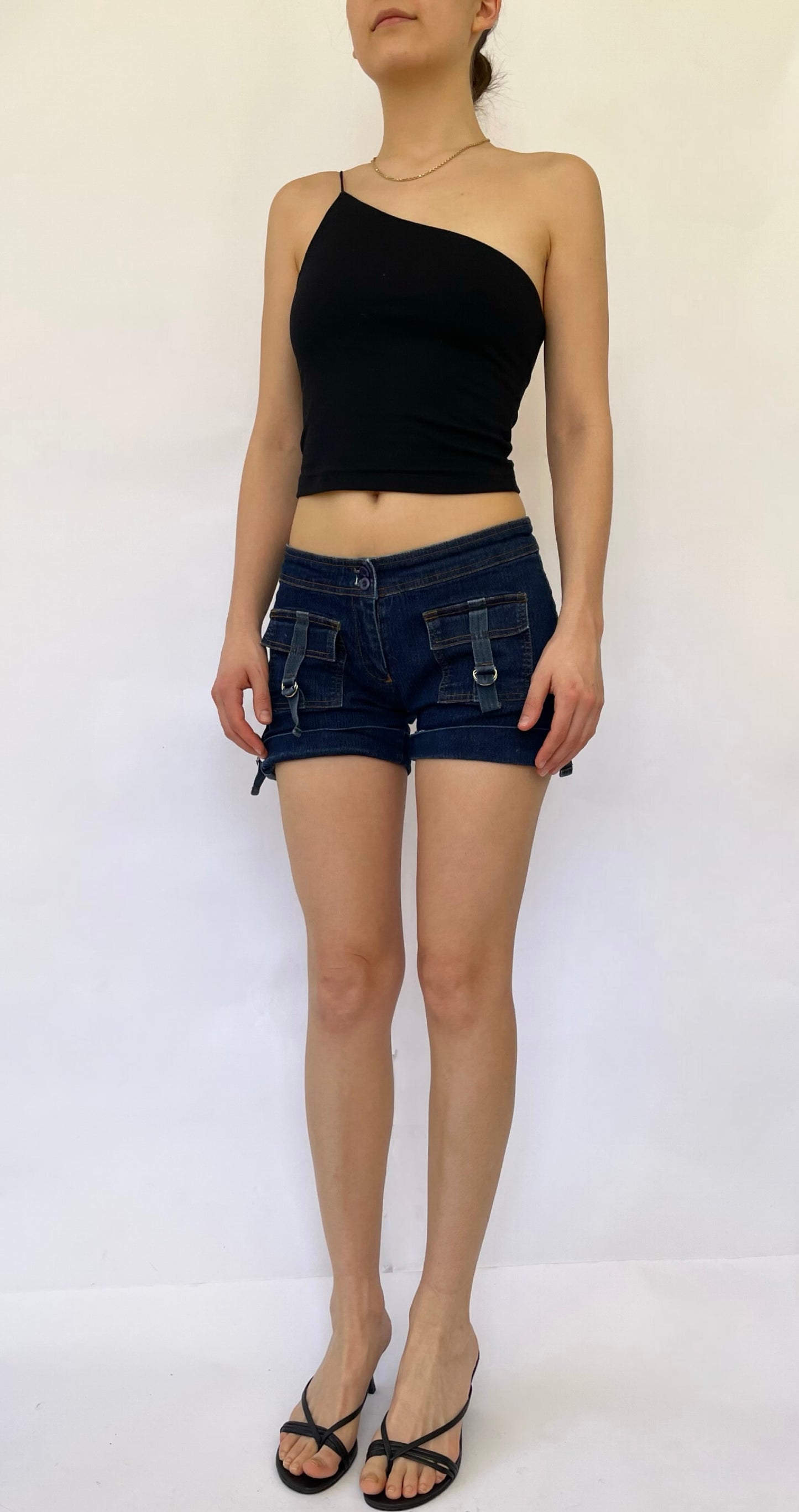 Y2K low rise stretchy denim shorts by SEXSO