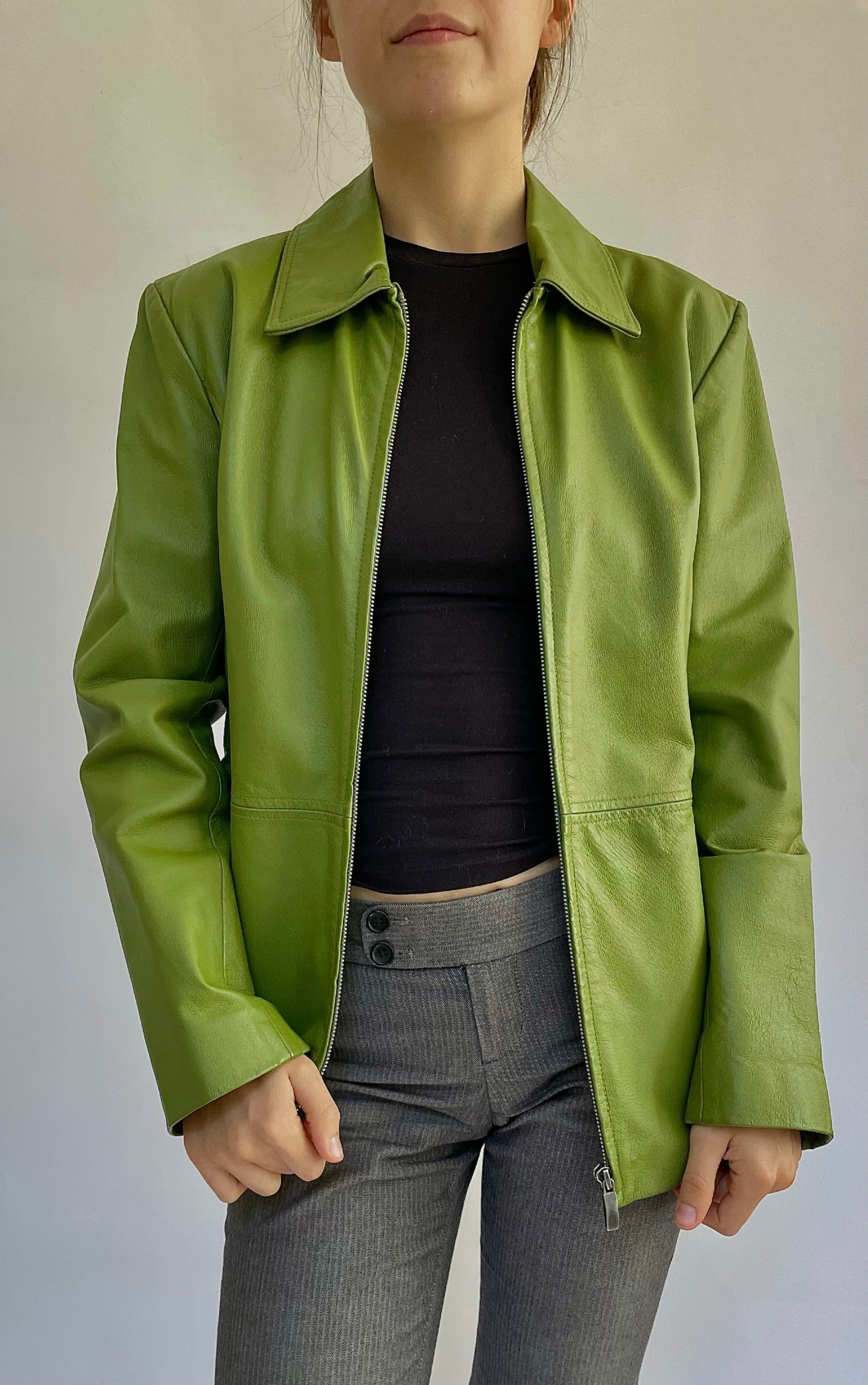 Vintage green leather jacket