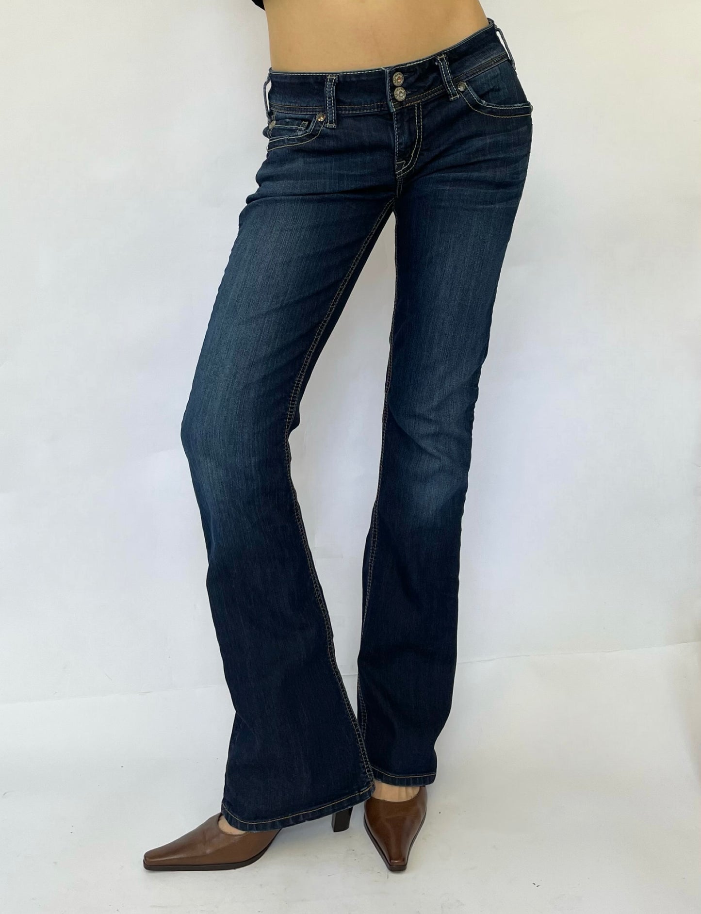 Y2K low rise stretchy flared pants by SILVER