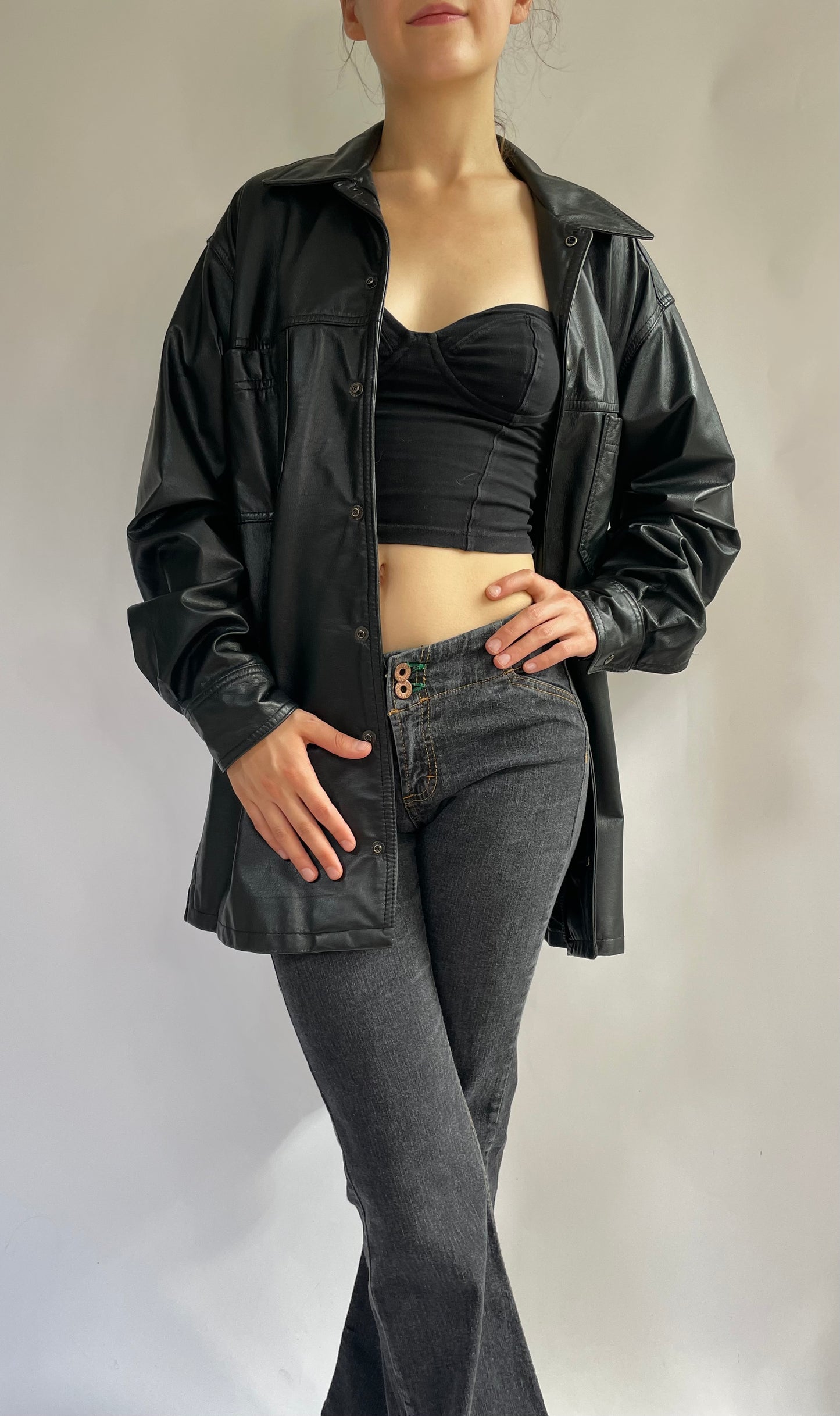 Vintage oversized leather jacket