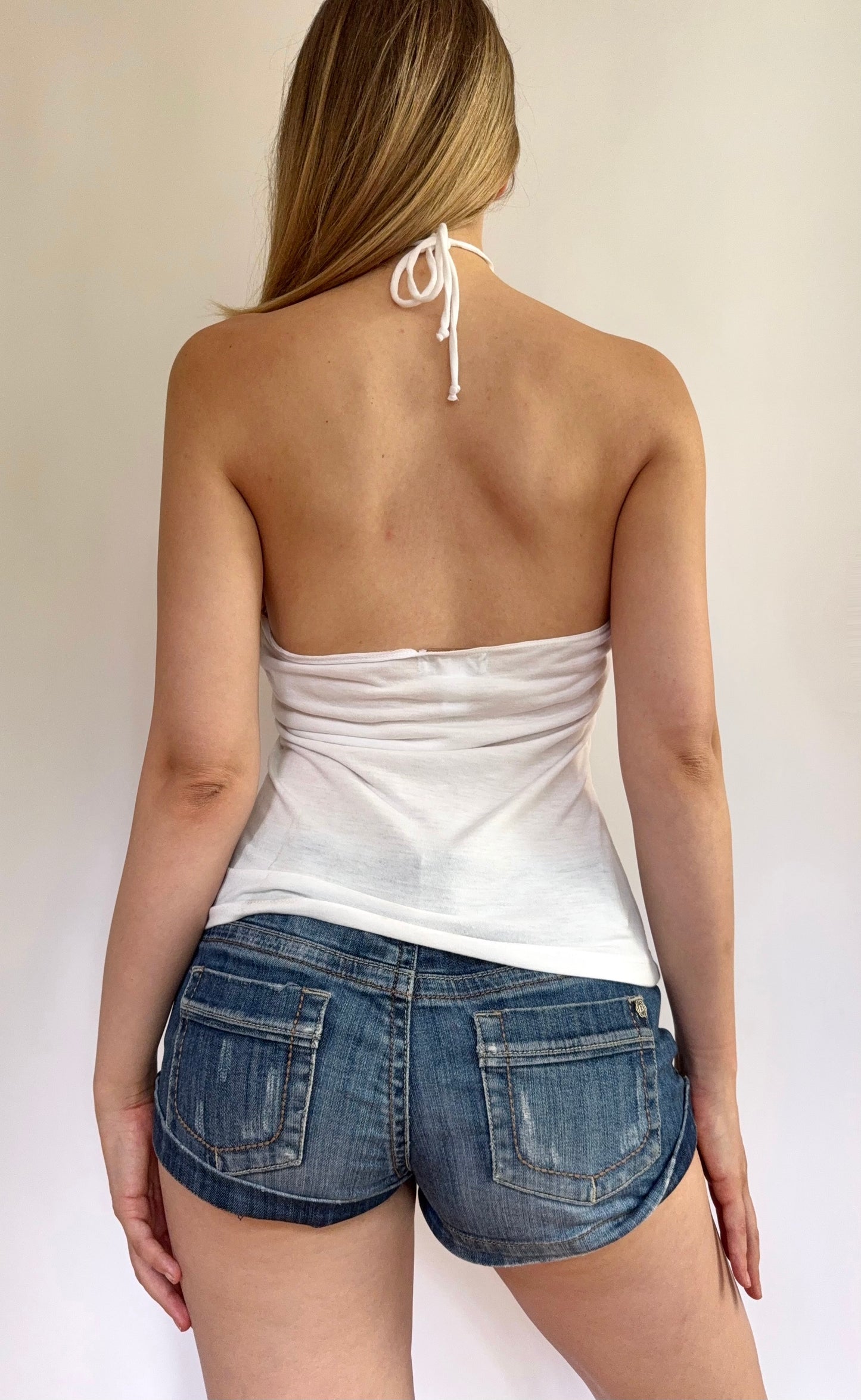Y2K DEADSTOCK BABYPHAT halter top with gold detailing