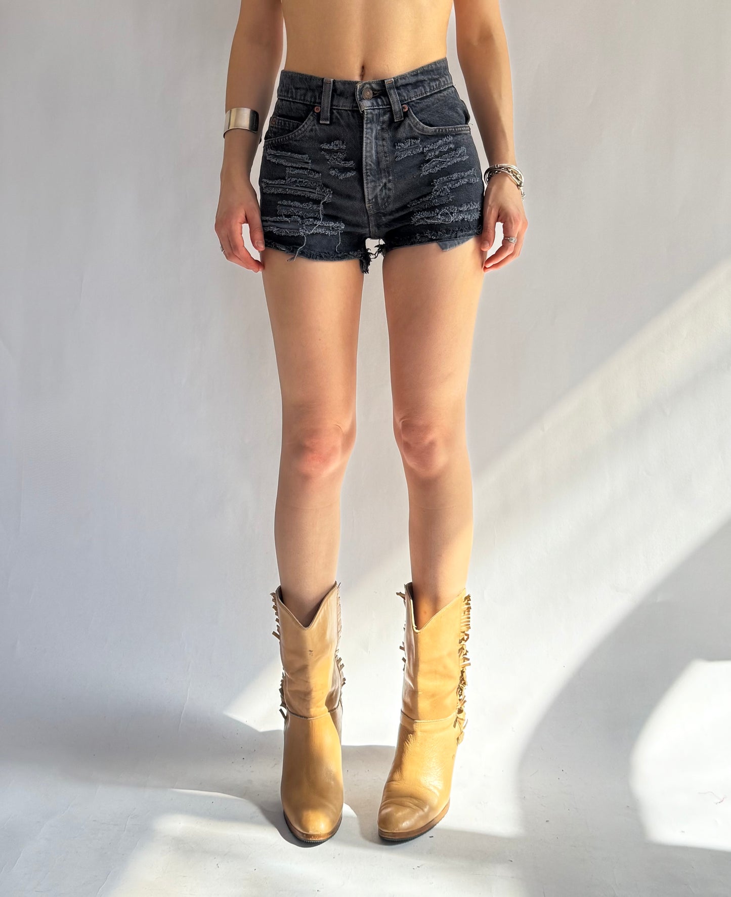 LEVI’s 2010 distressed high-waisted denim shorts