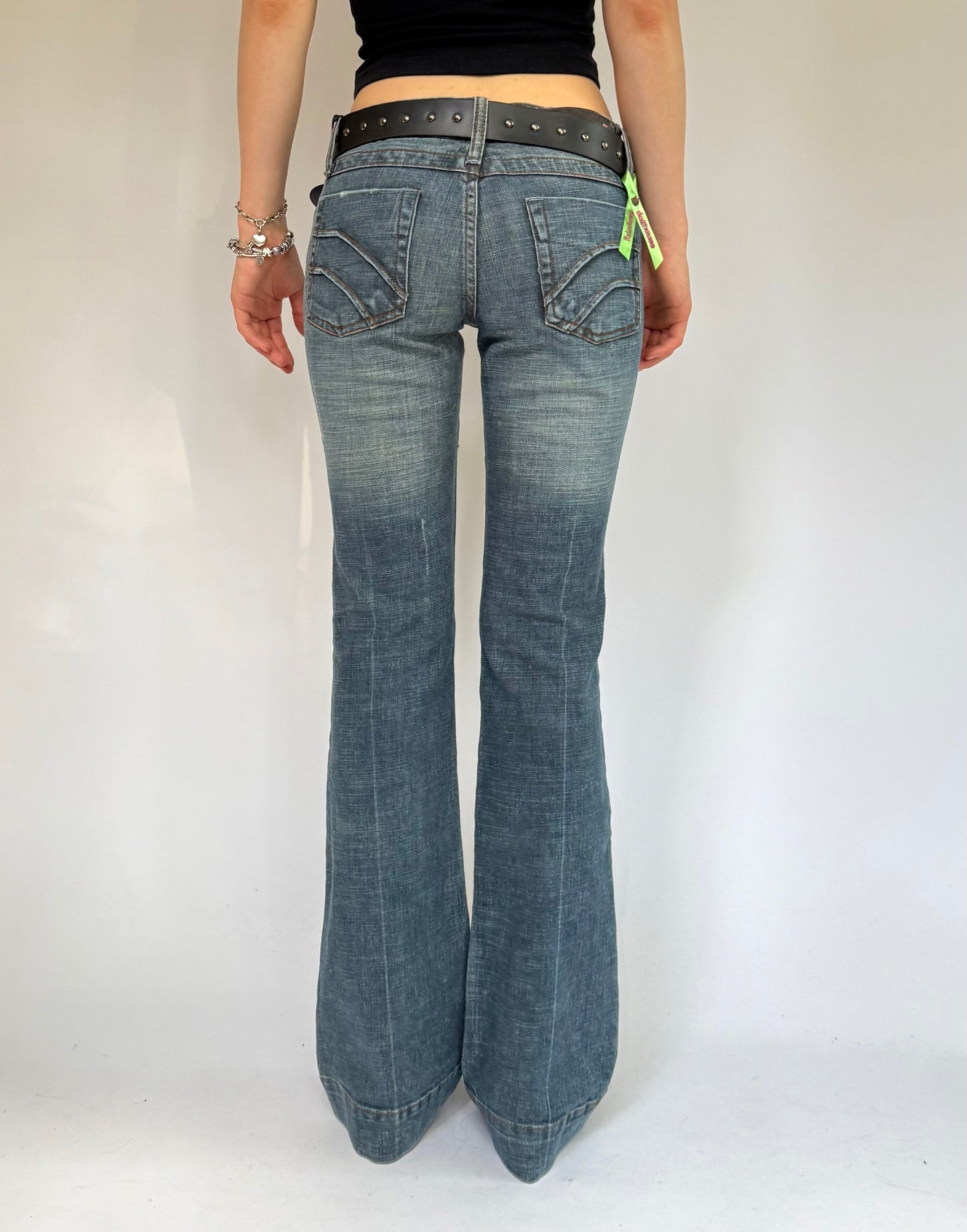 Y2K deadstock DOLLHOUSE low rise belted flared jeans