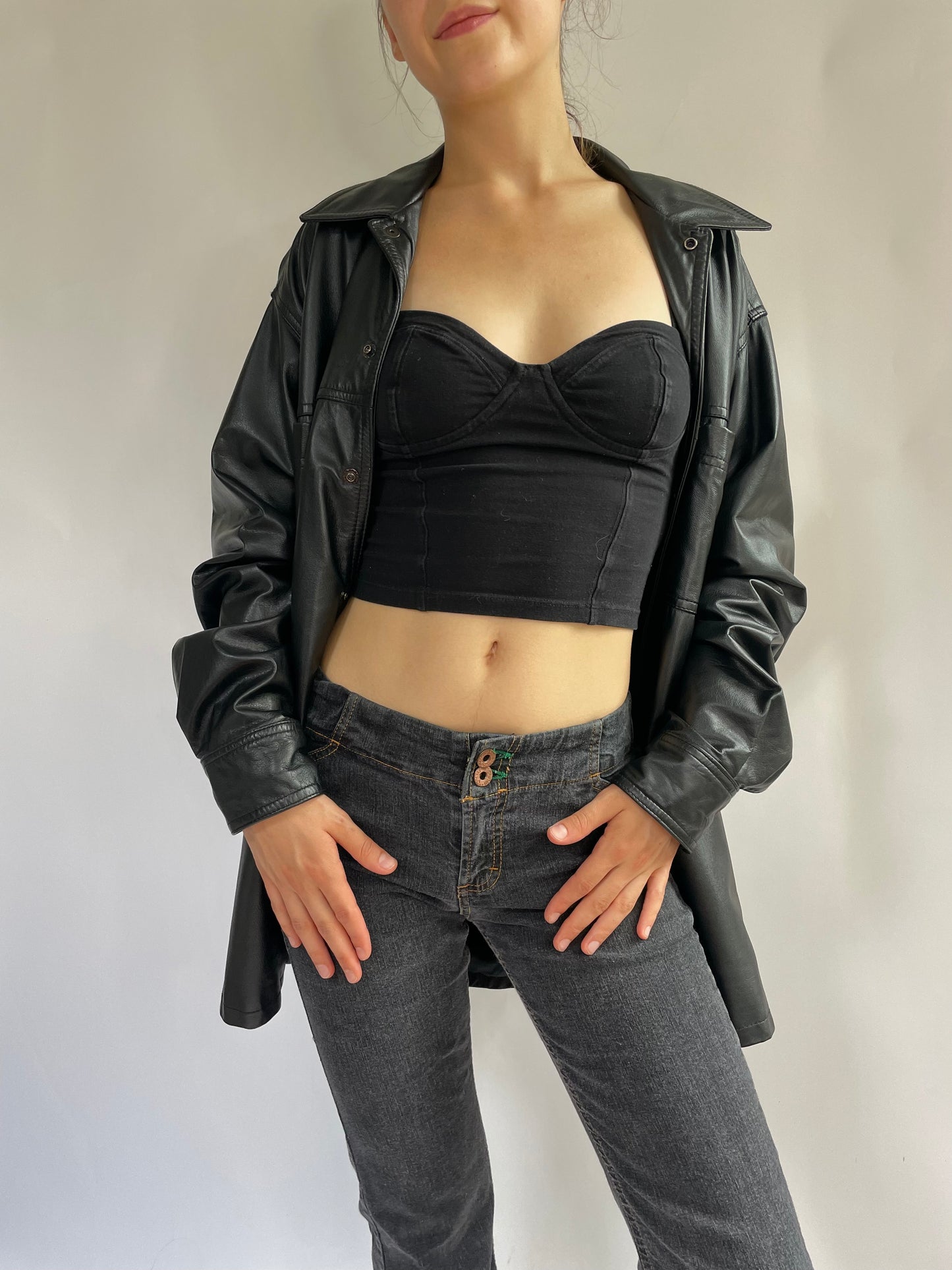 Vintage oversized leather jacket