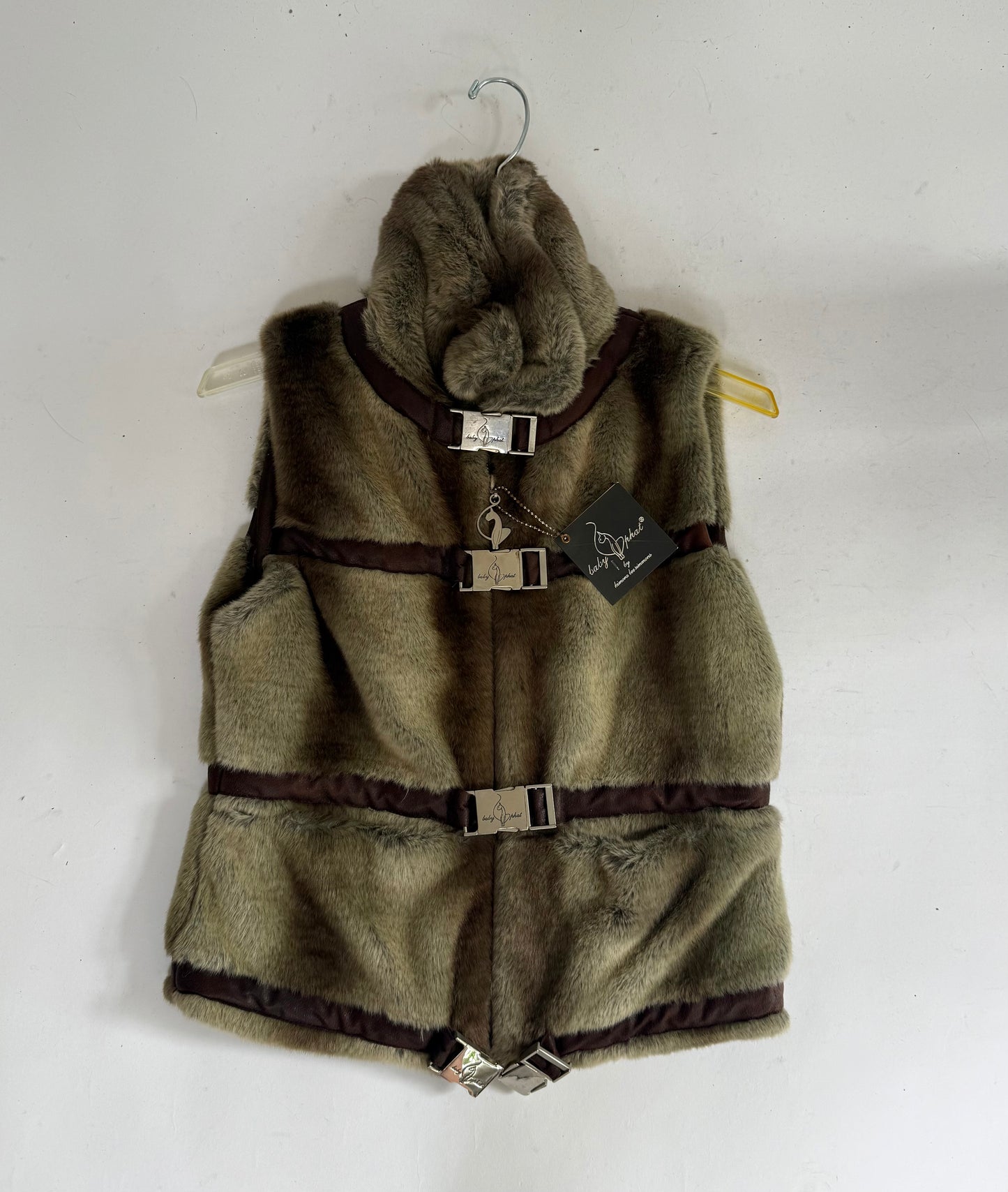 Y2K deadstock BABY PHAT faux fur jacket with metal buckle detail