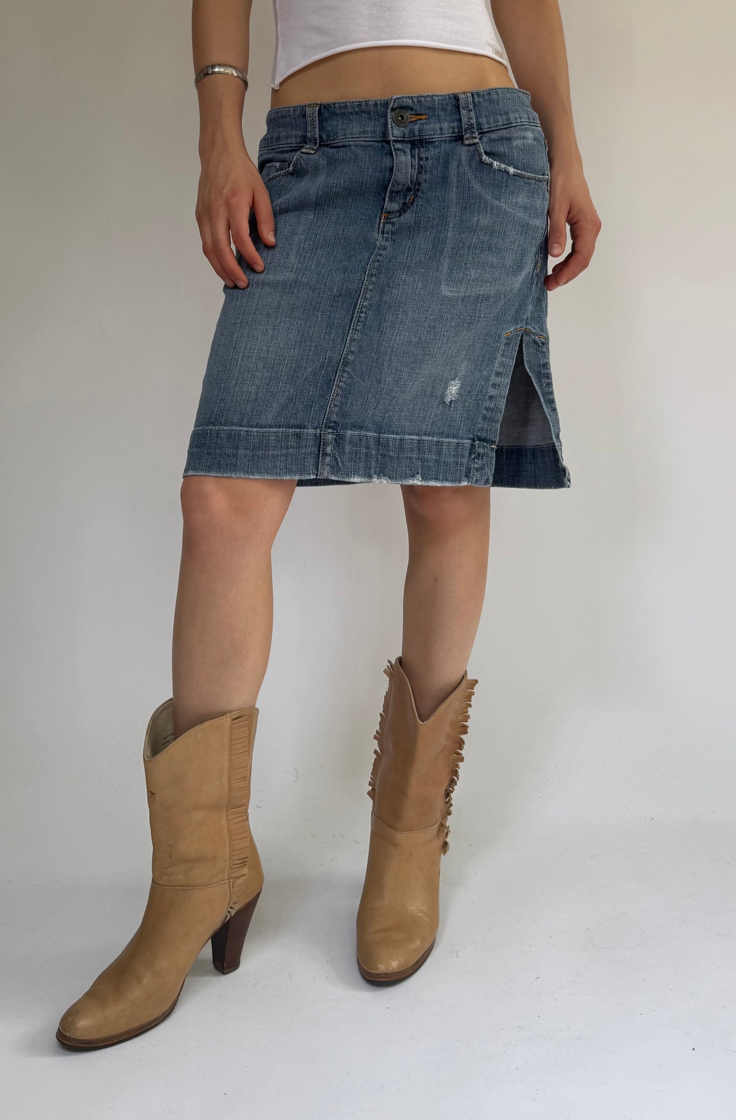 Y2K low rise denim skirt by Jacob connexion