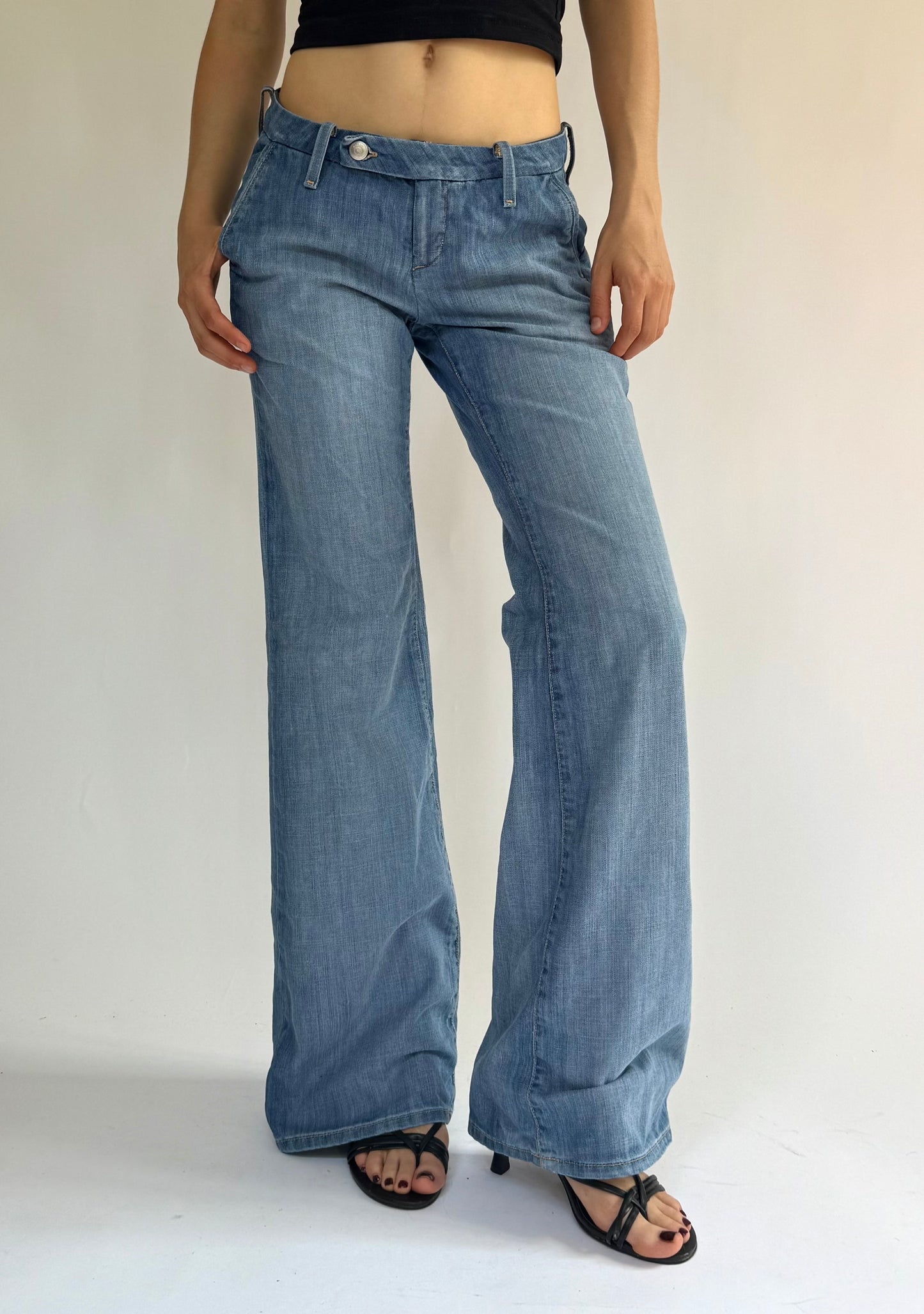 Y2K low rise wide leg flare jeans