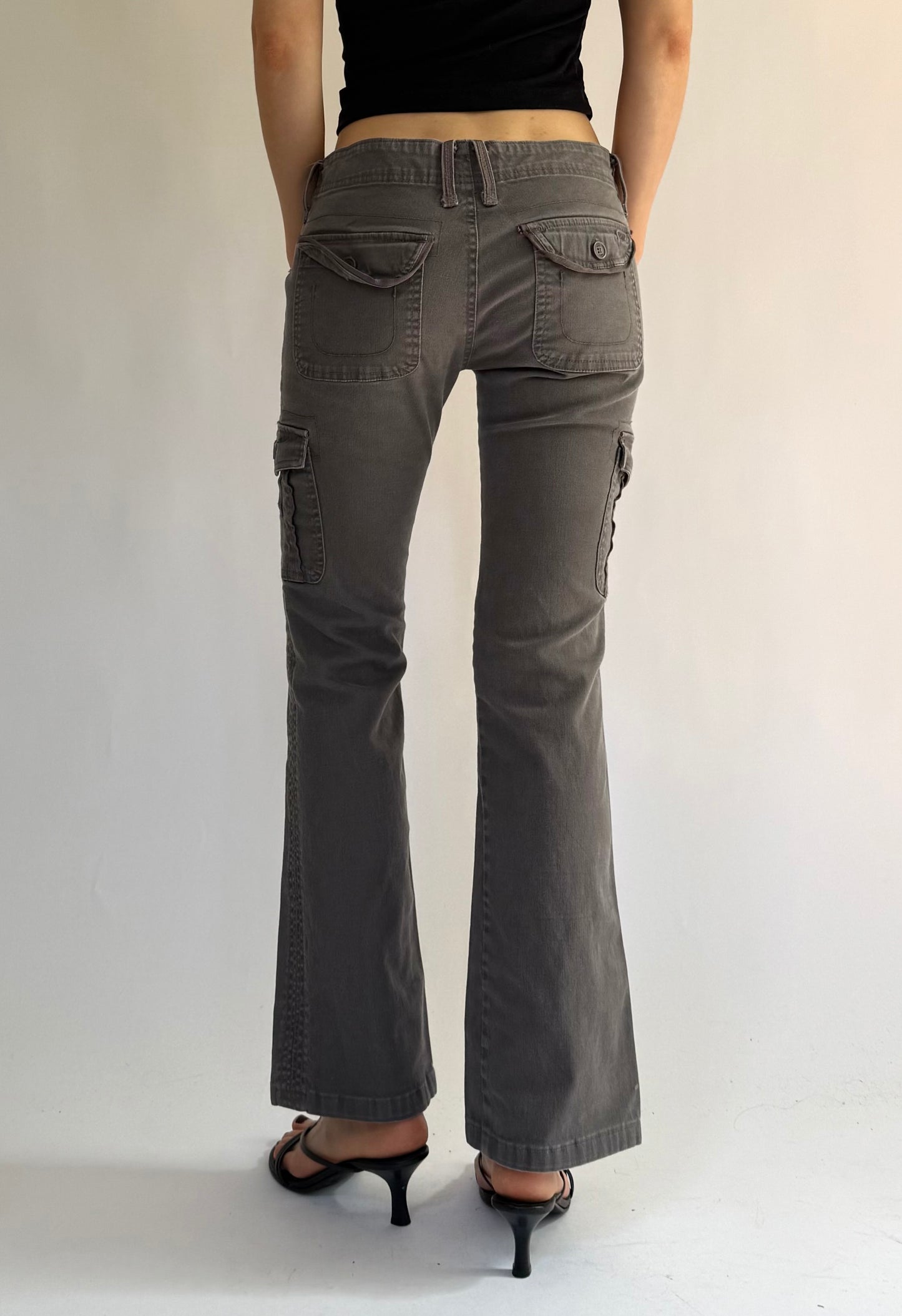 Y2K low rise flared cargos grunge core