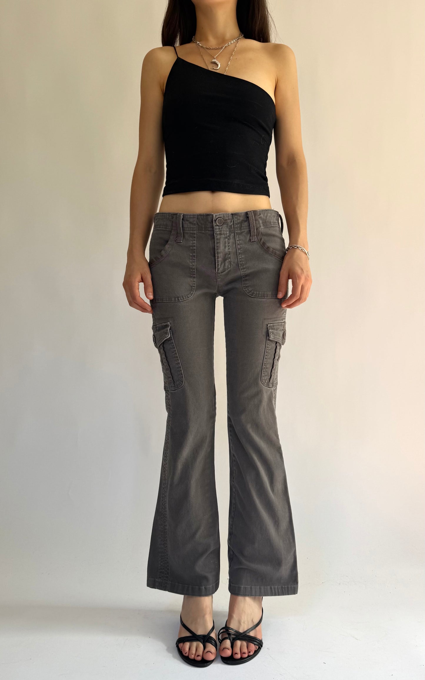 Y2K low rise flared cargos grunge core