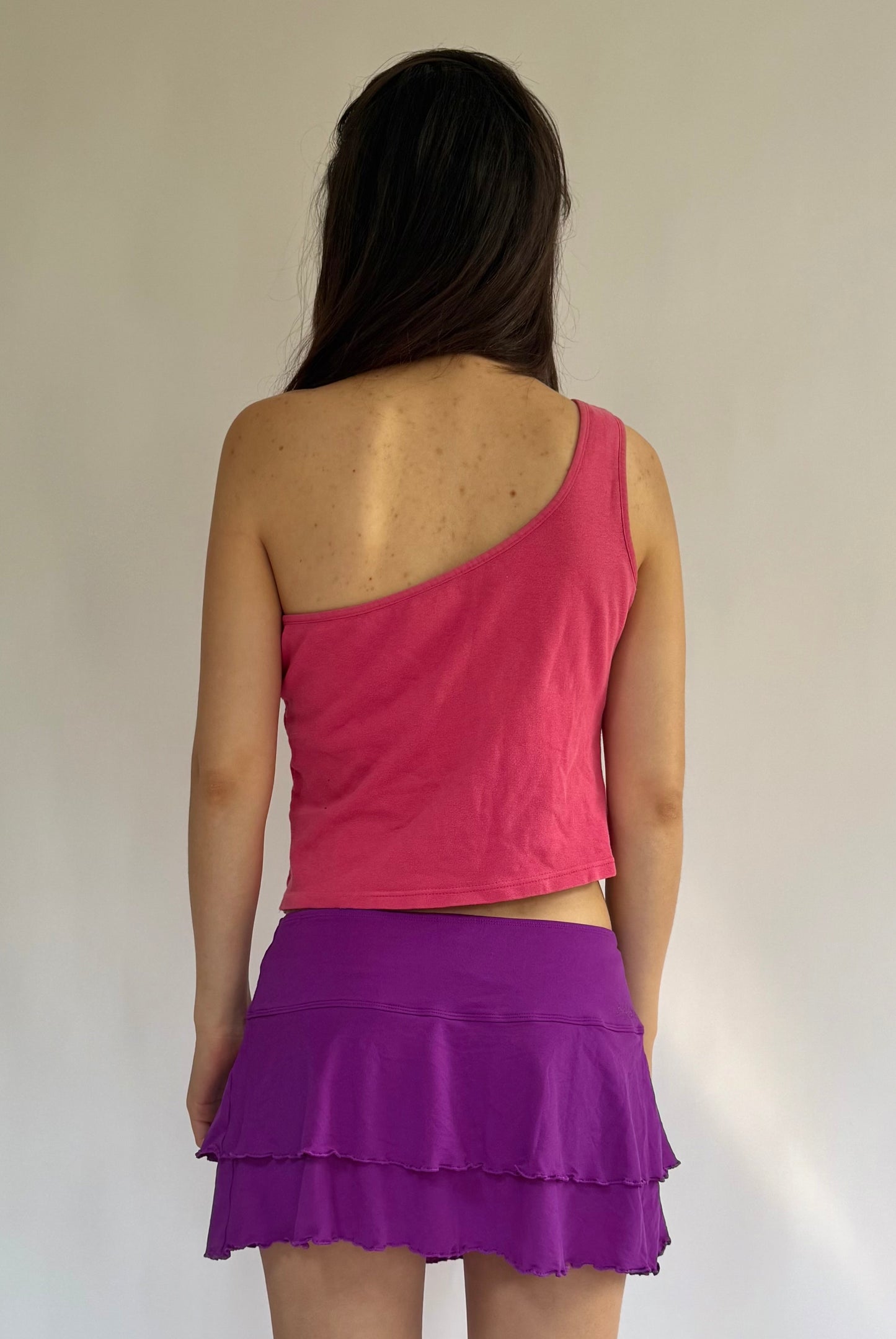 Y2K pink one shoulder racer top