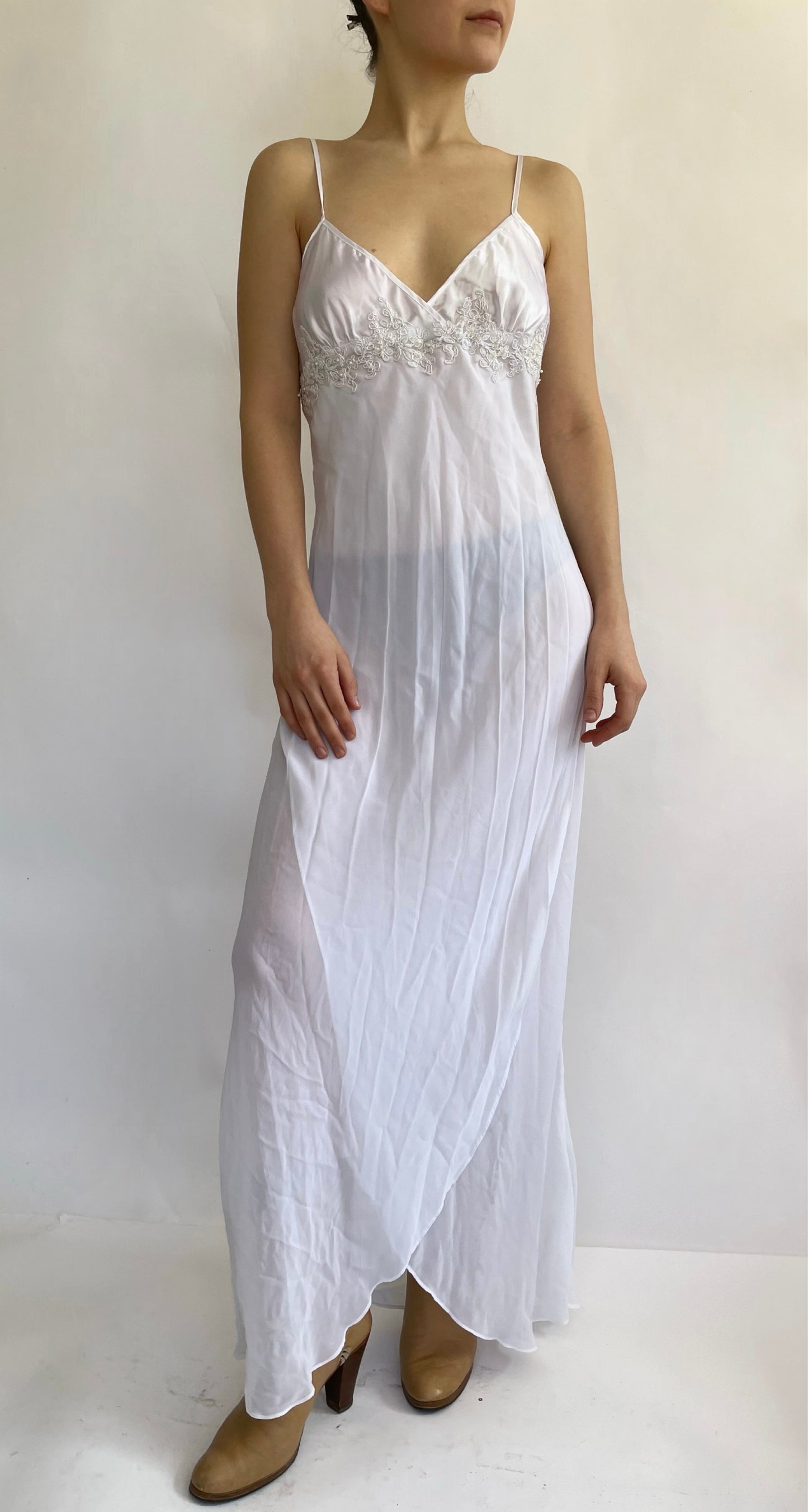 90s/2000s long white mesh dress