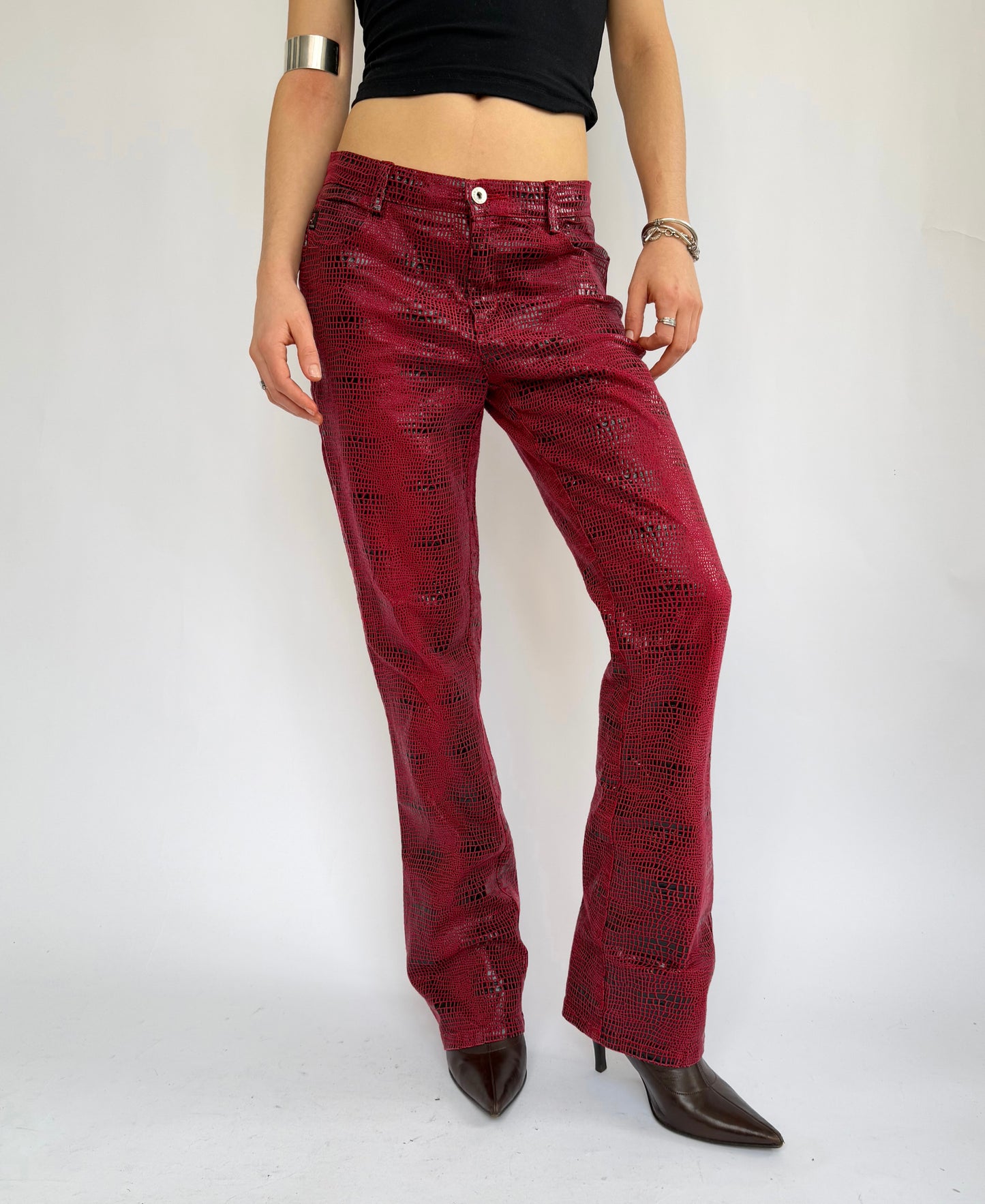 GUESS vintage 90s crocodile print straight leg baggy pants