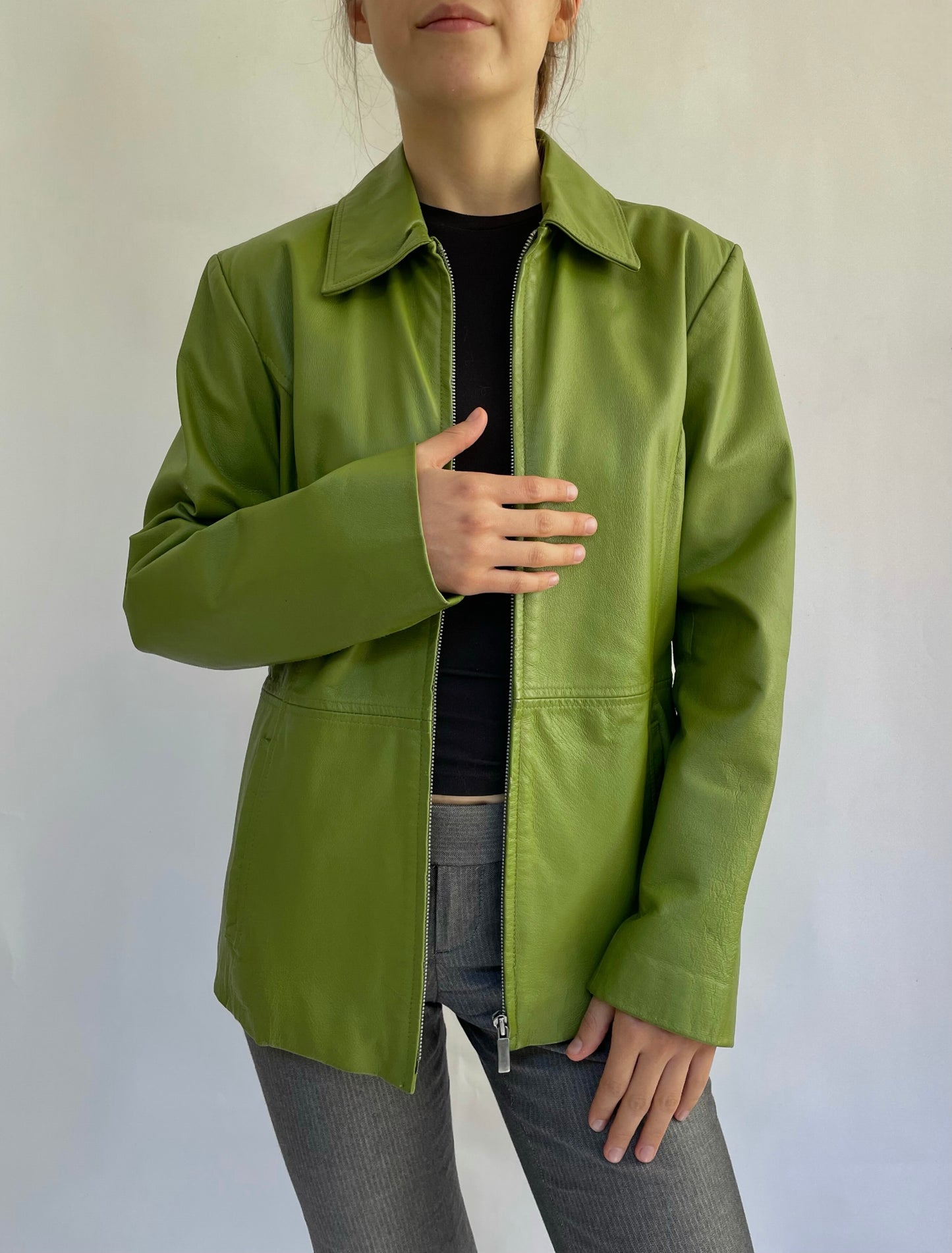 Vintage green leather jacket