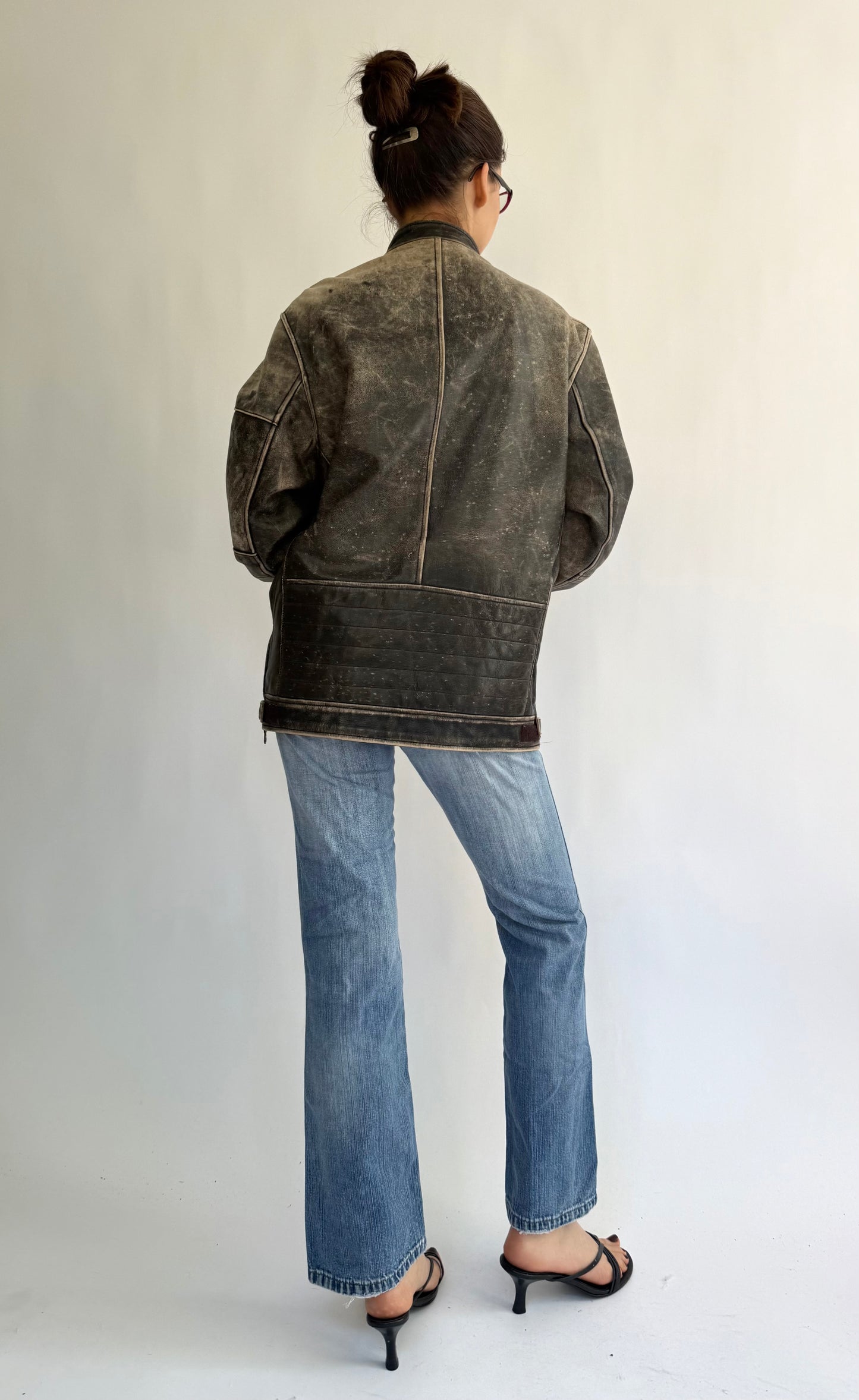 Vintage 90s genuine leather biker jacket