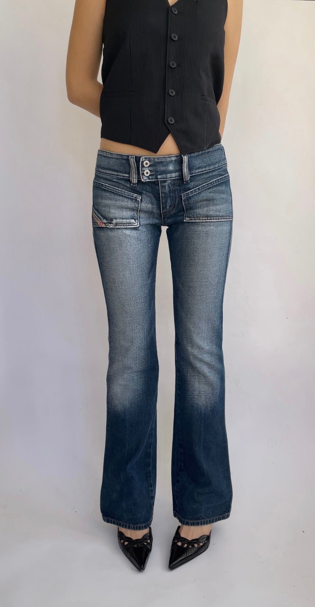 Y2K low rise jeans by DIESEL in dark blue