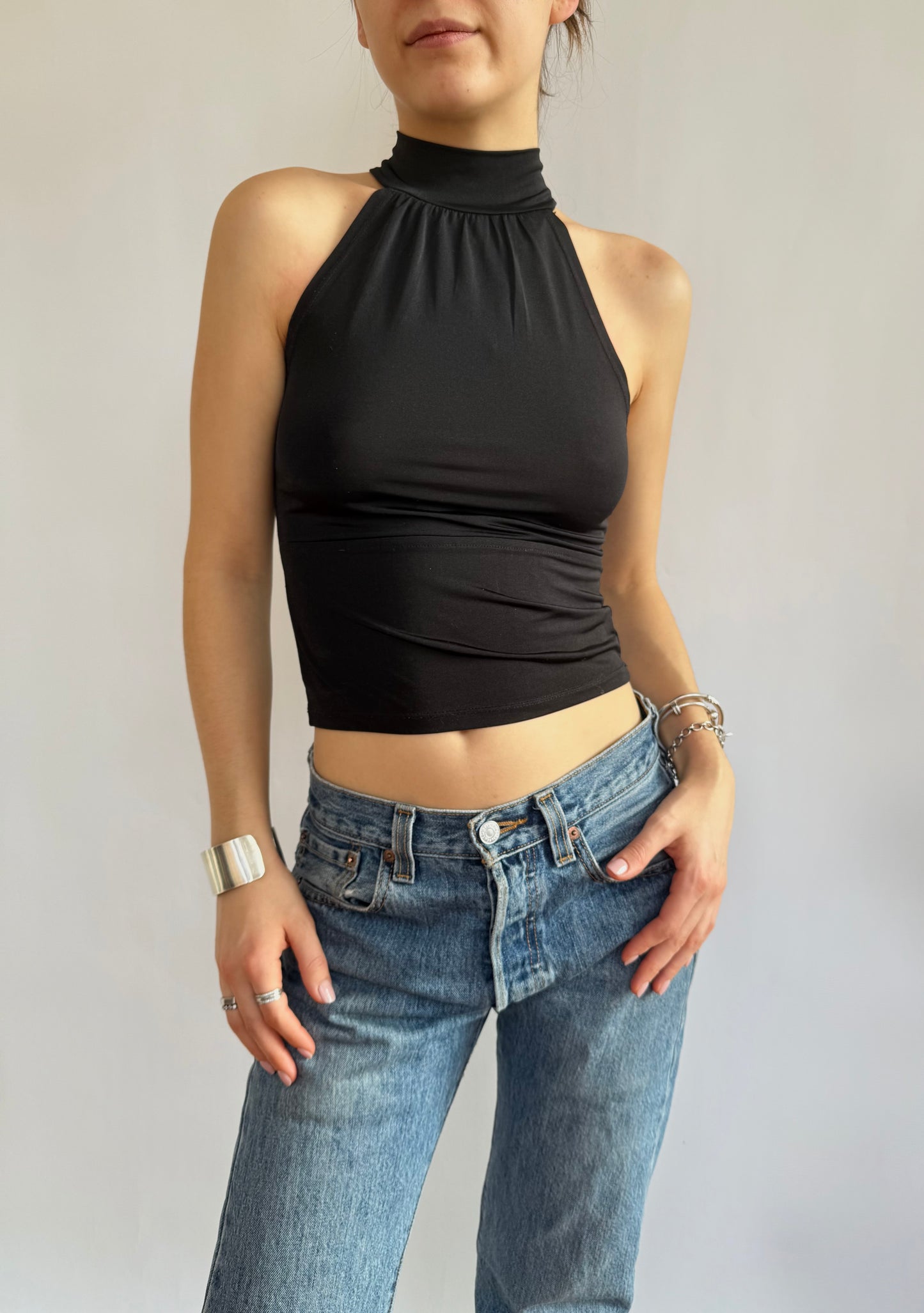 Y2K black fitted sexy top