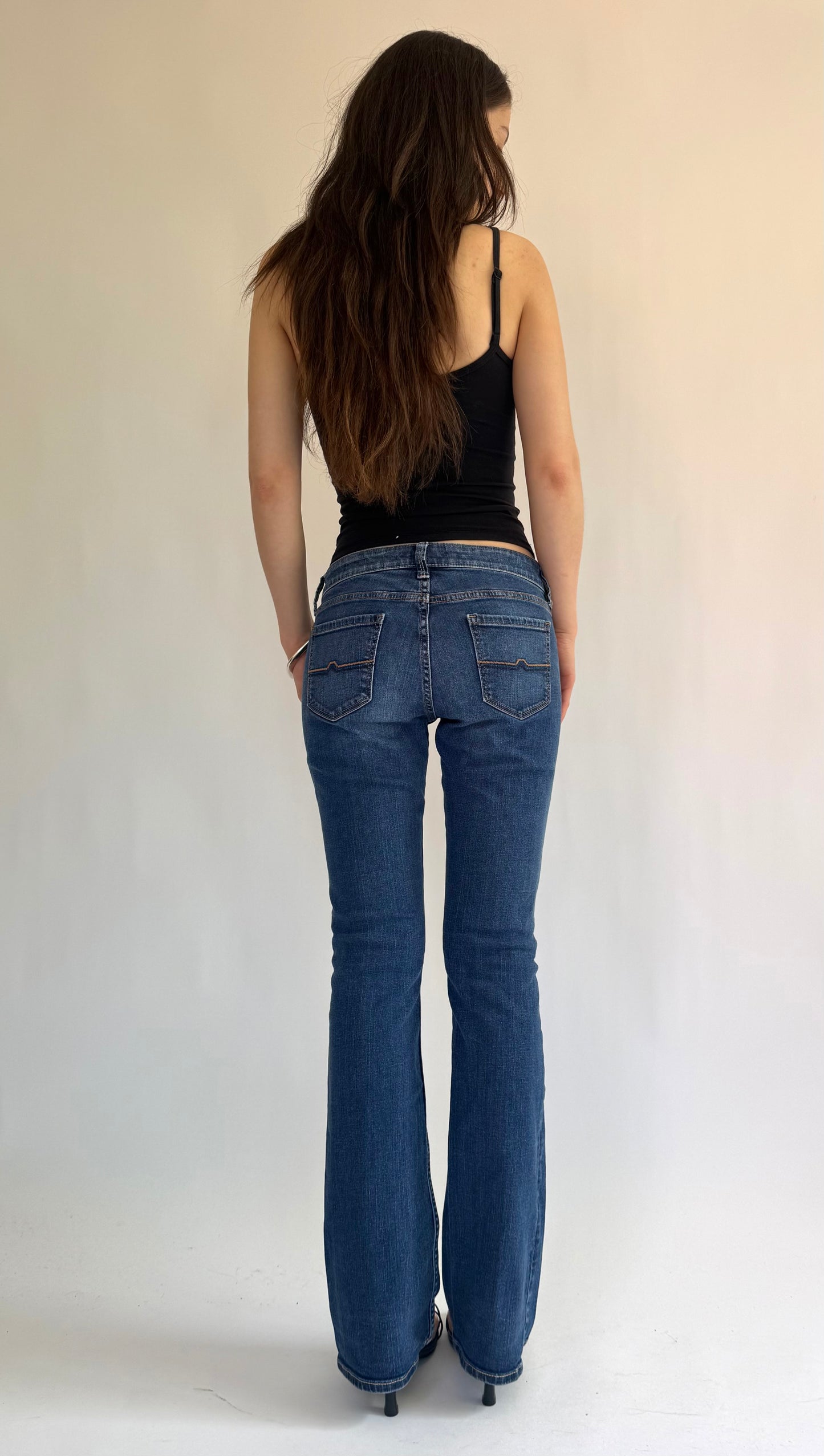Y2K Low rise slightly flared blue jeans