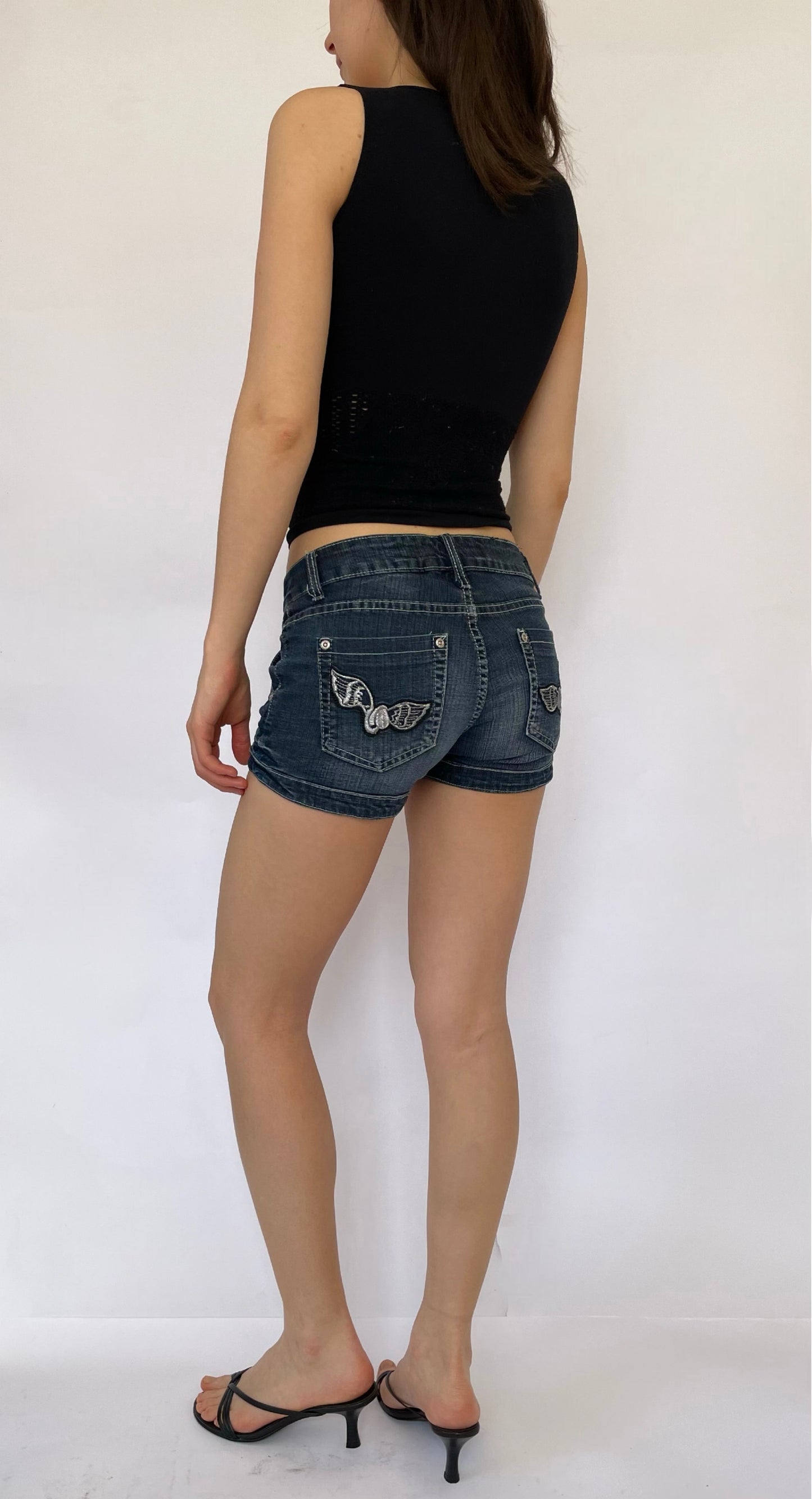 Y2K low rise denim mini shorts