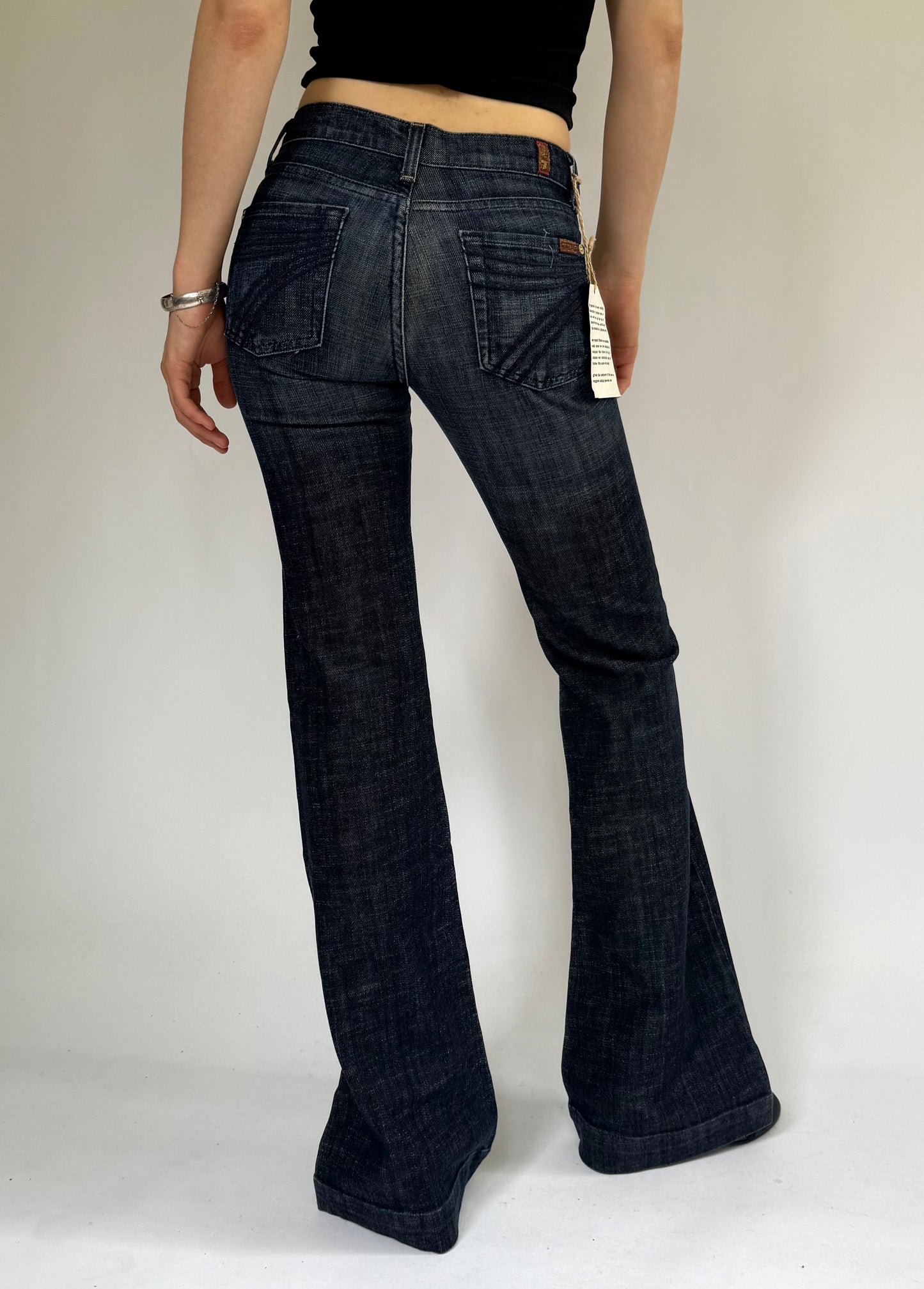 Y2K DEADSTOCK with tags dark wash mid rise flare jeans