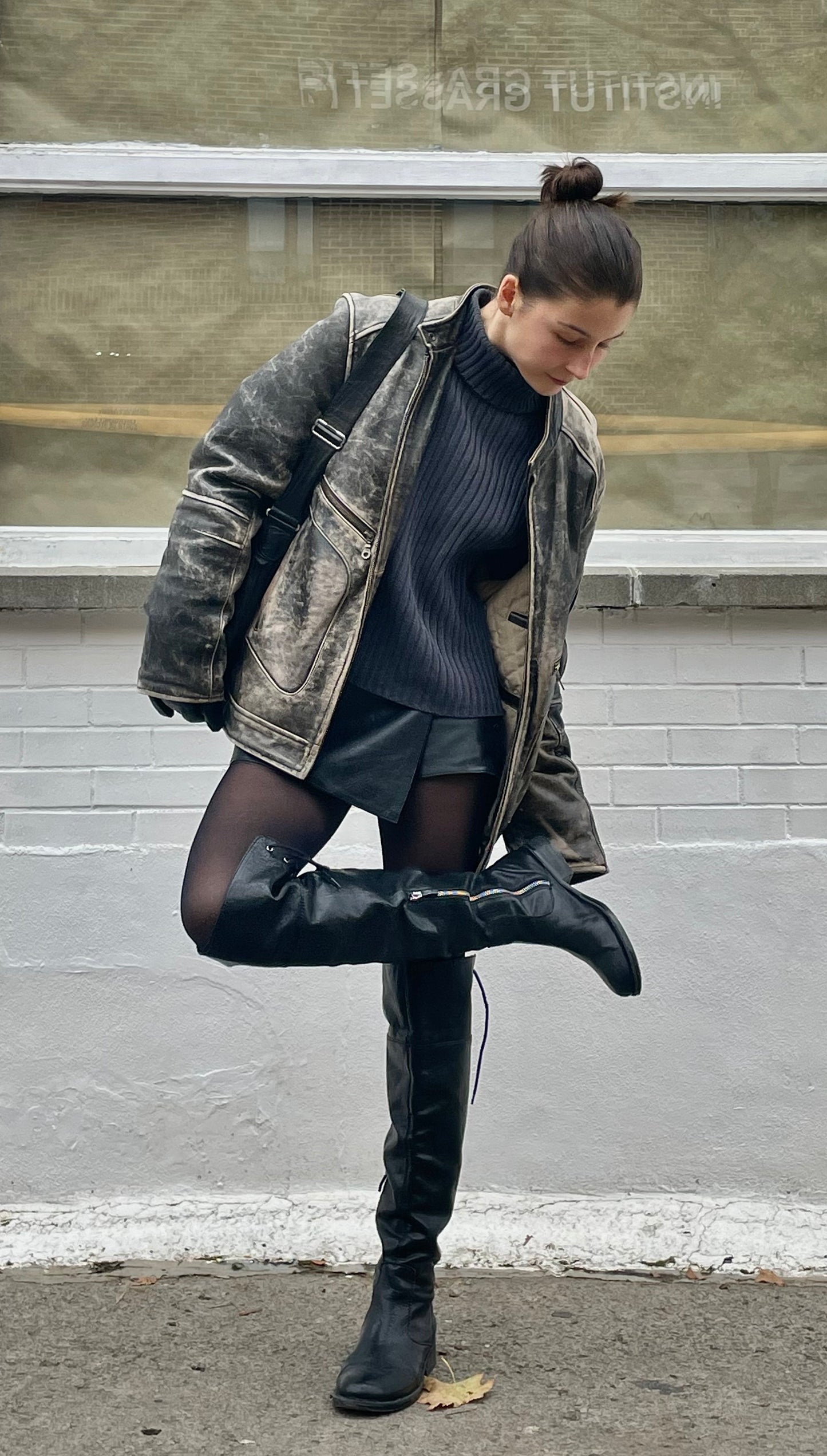 Vintage 90s genuine leather biker jacket