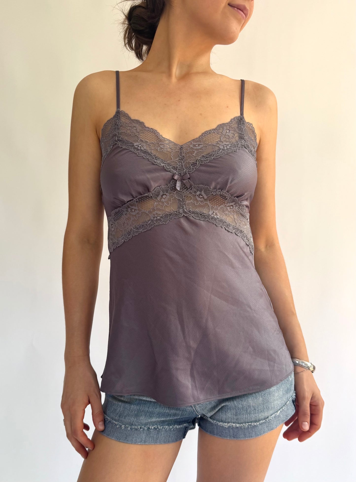 Y2K satin coquette core camisole with lace