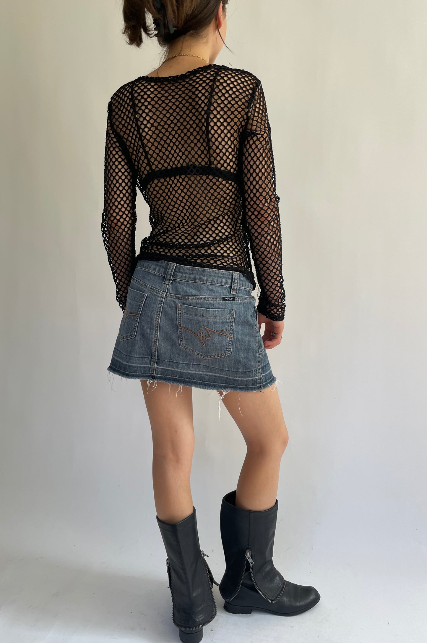 Y2K grunge aesthetic fishnet top