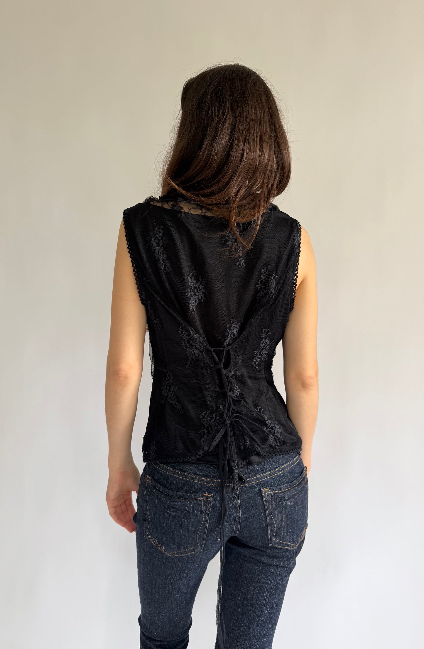 Y2k lace corset top with lace up back grunge fairy core