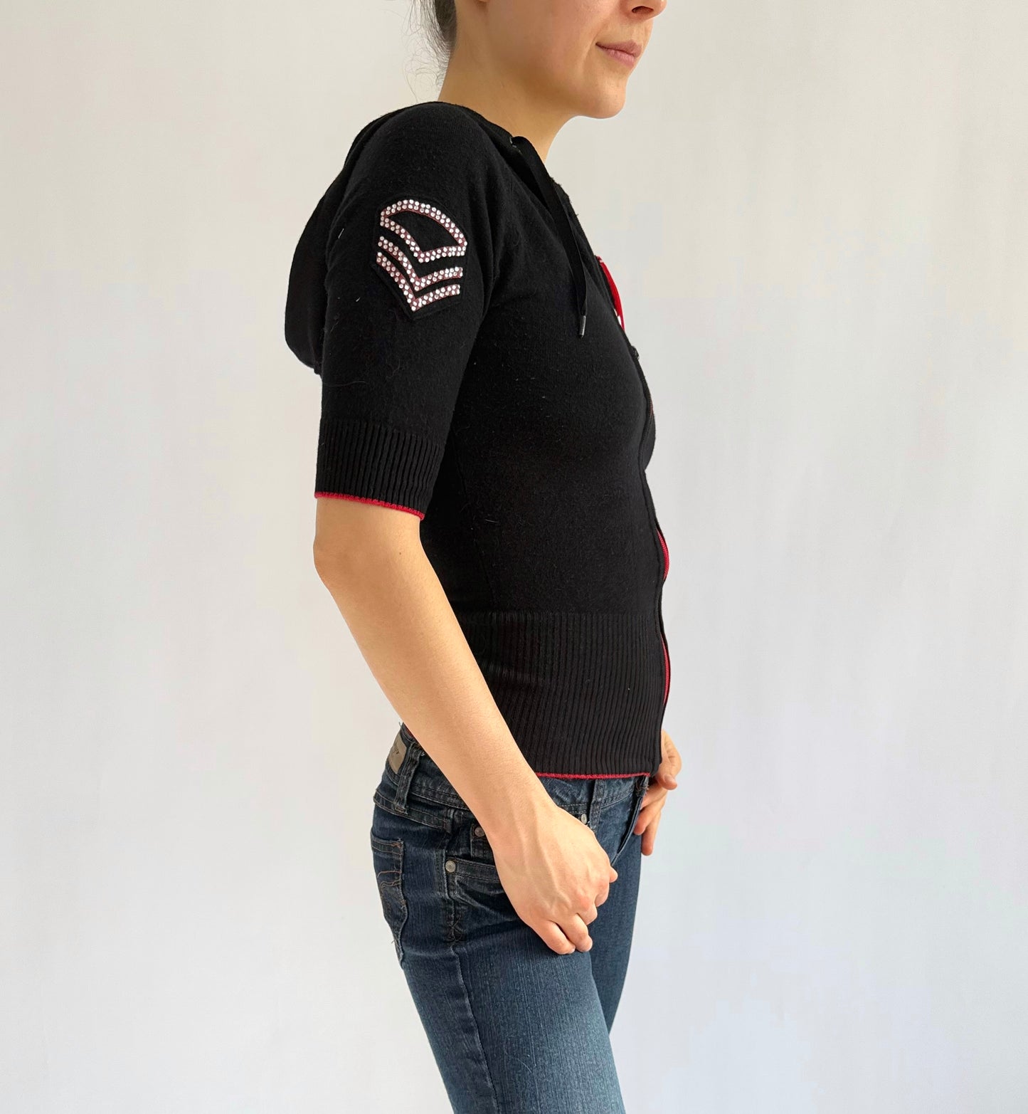 Y2K Black and red fitted zip-up by PEPE JEANS
