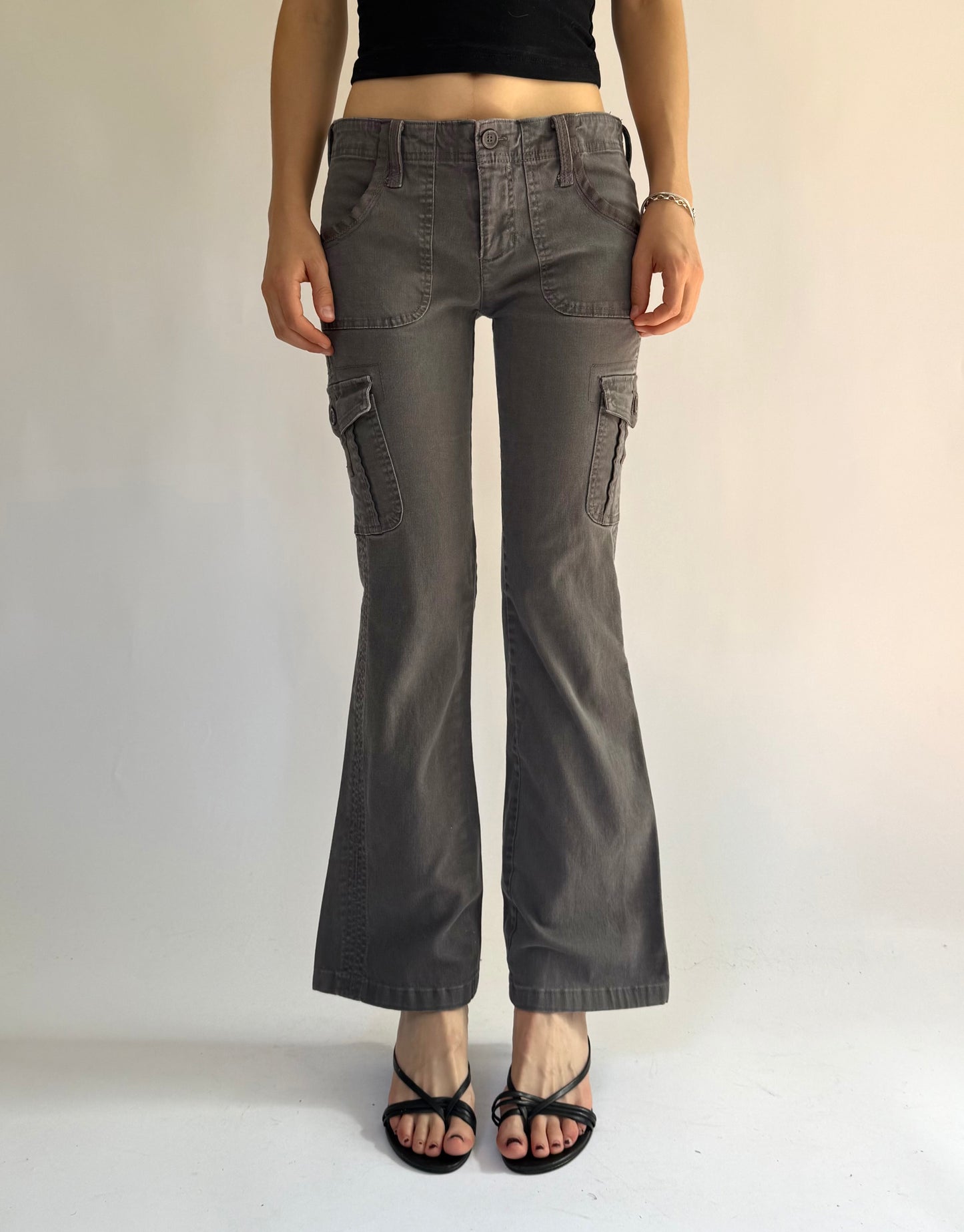 Y2K low rise flared cargos grunge core