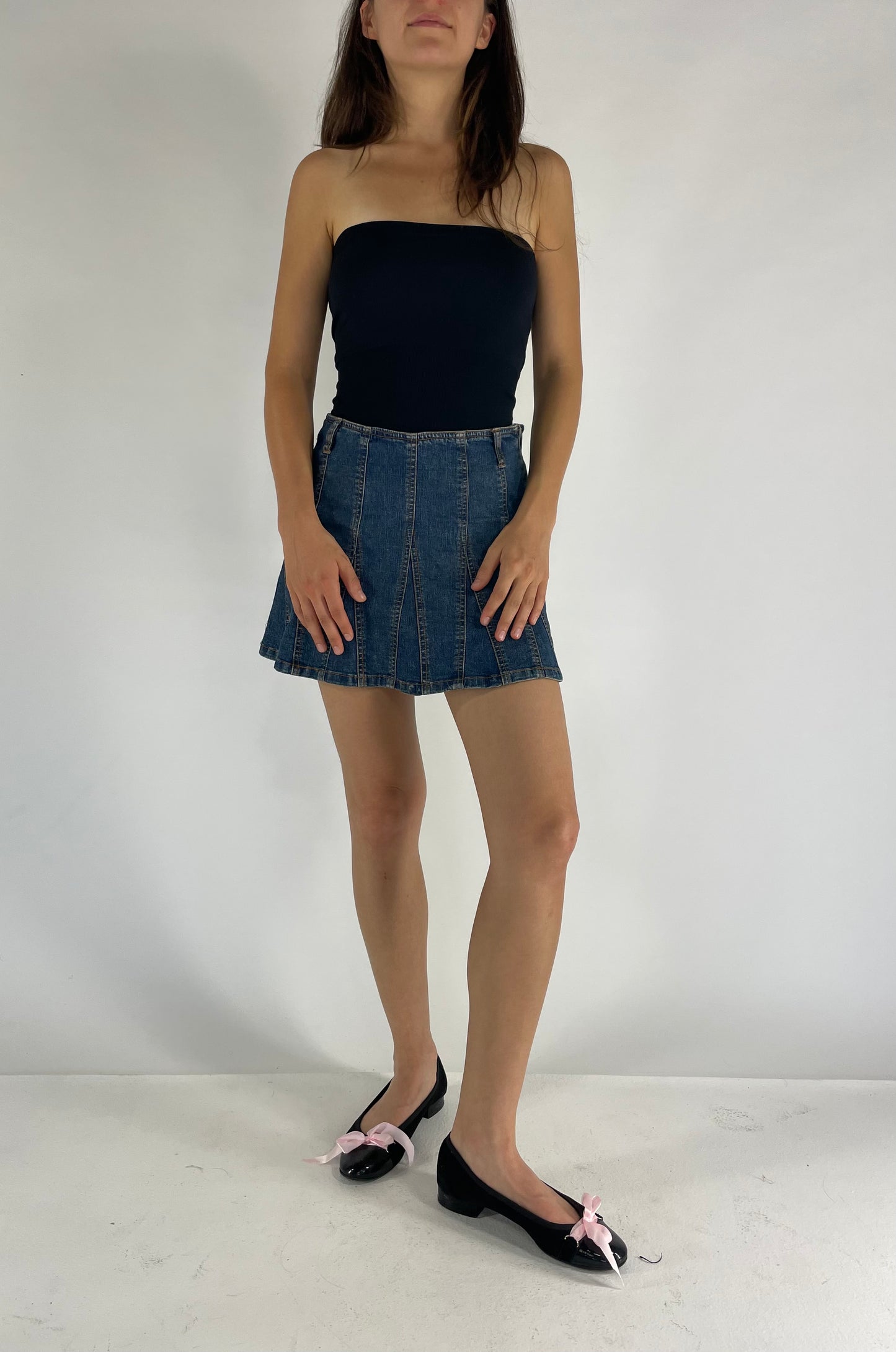 Y2K pleated denim skirt
