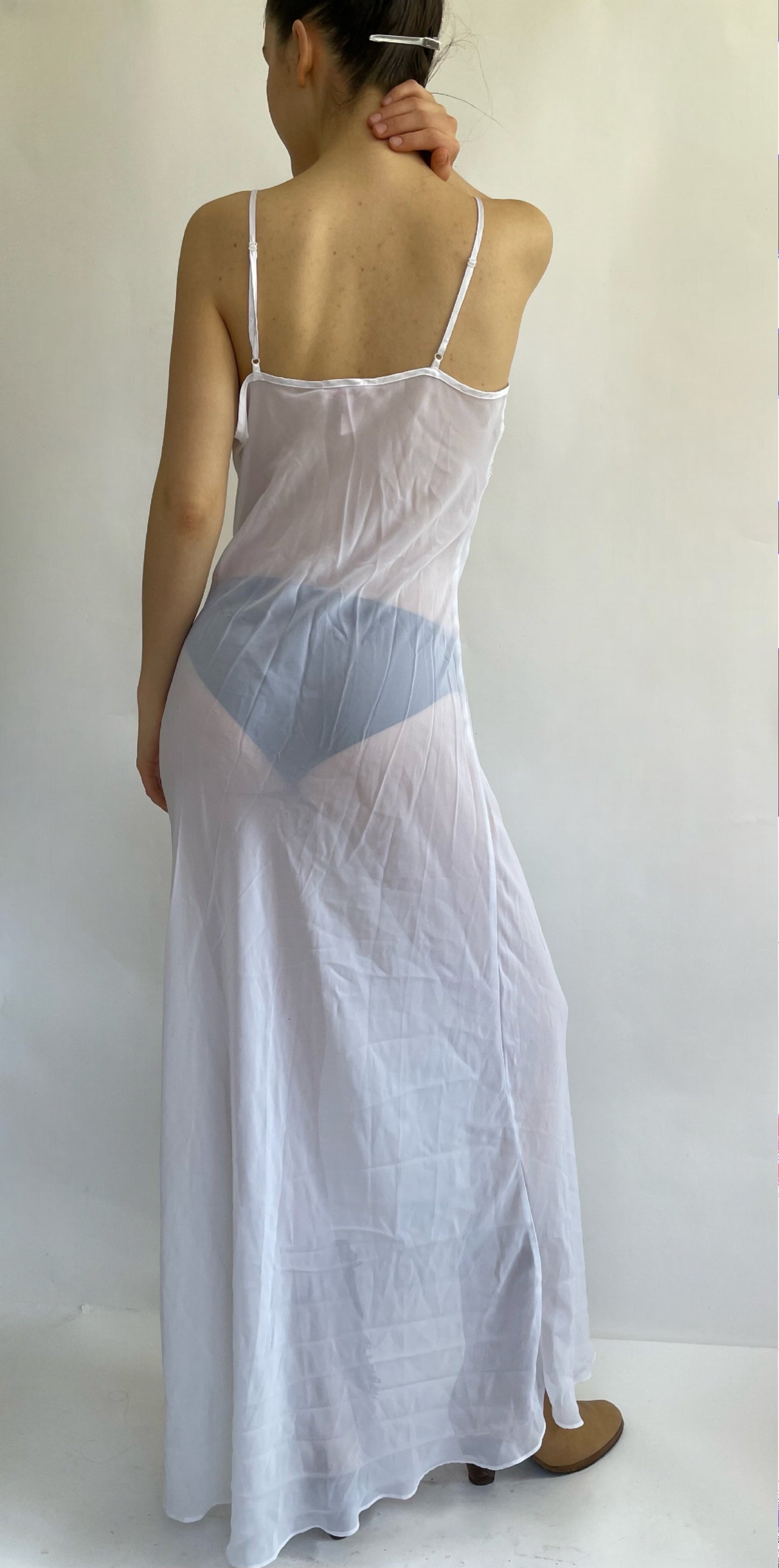90s/2000s long white mesh dress