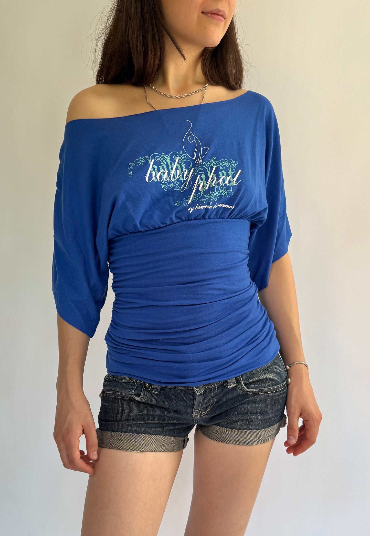 Y2K deadstock BABY PHAT blue off the shoulder top