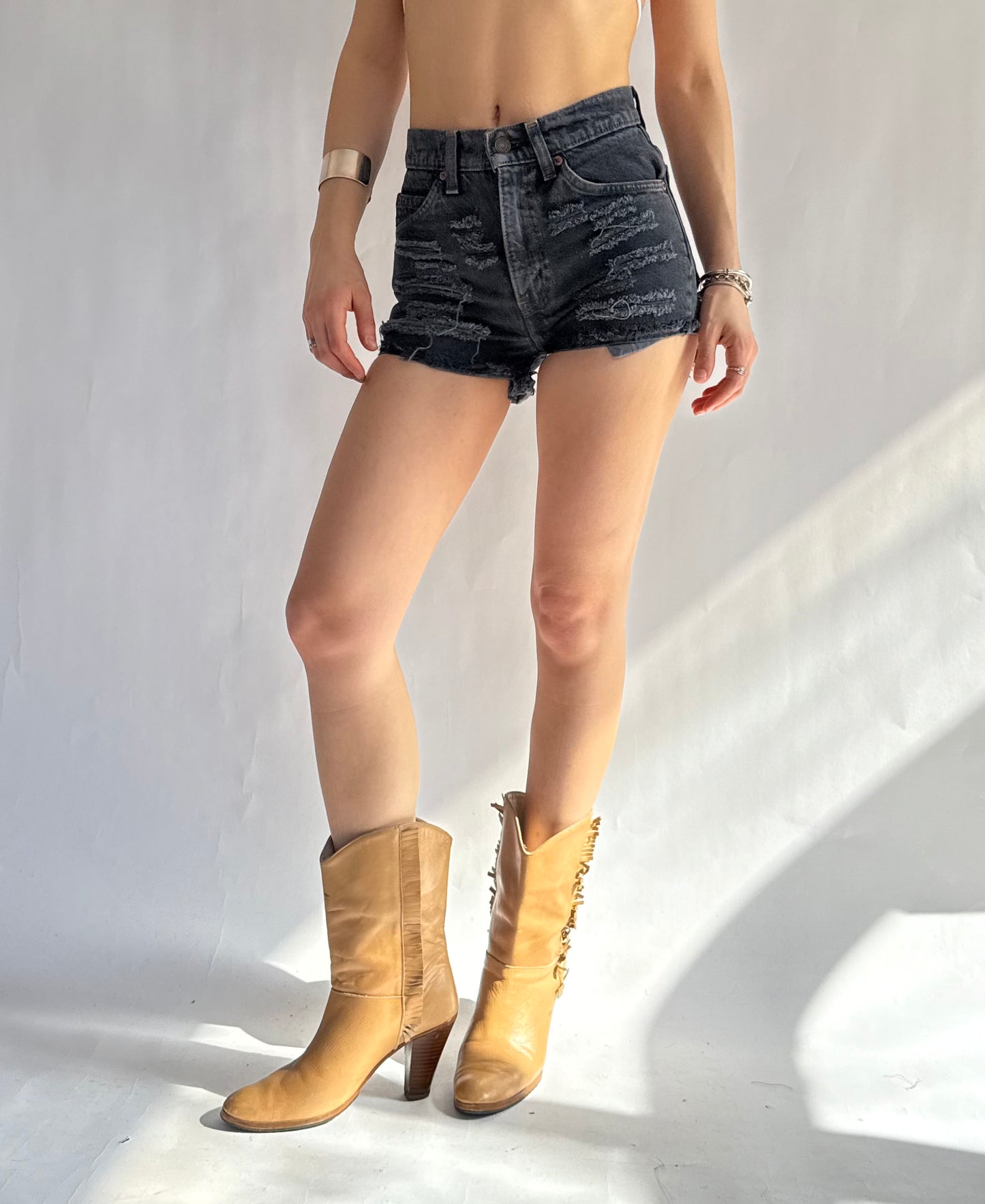 LEVI’s 2010 distressed high-waisted denim shorts
