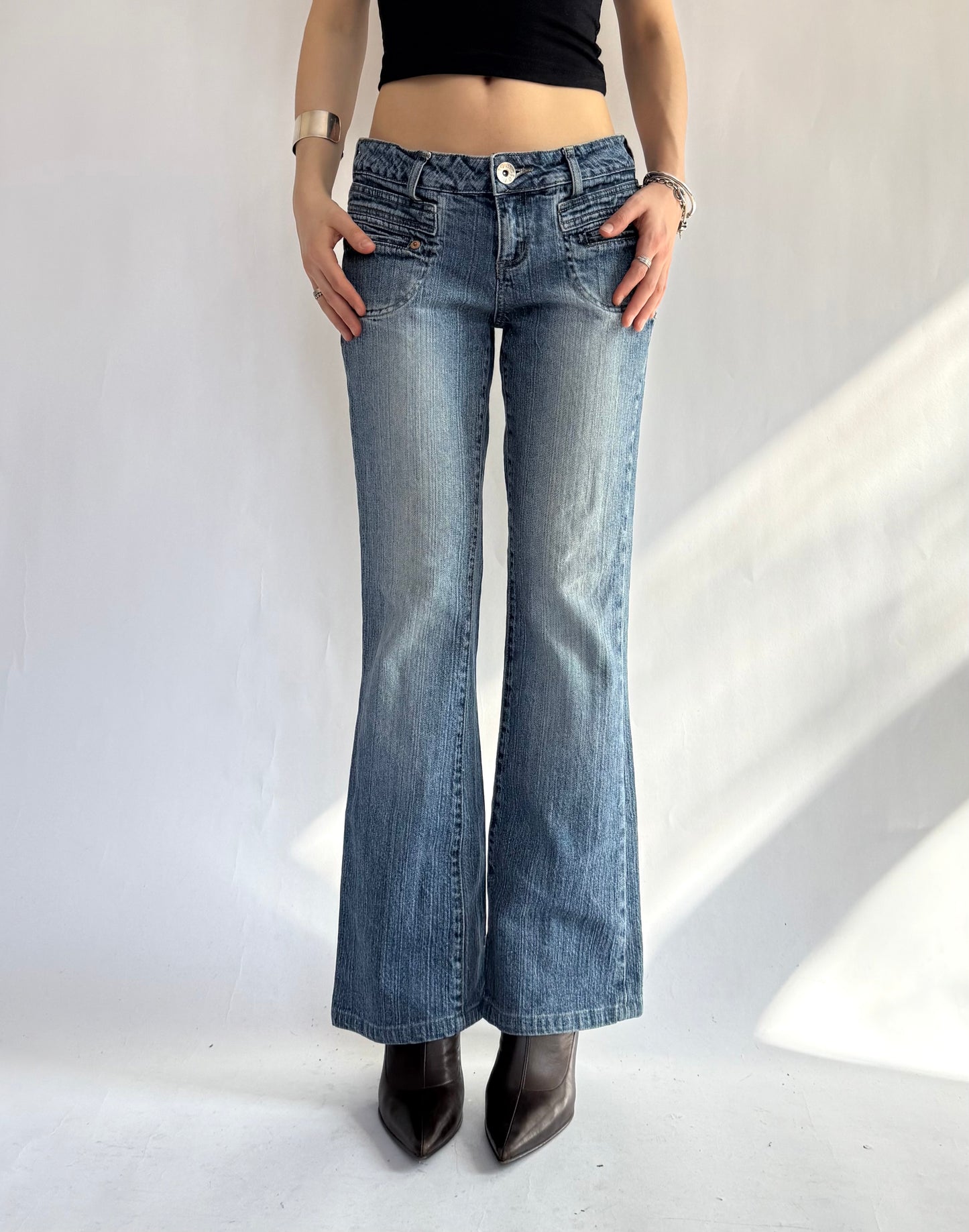 Y2K low rise flare jeans by MOTO JEANS