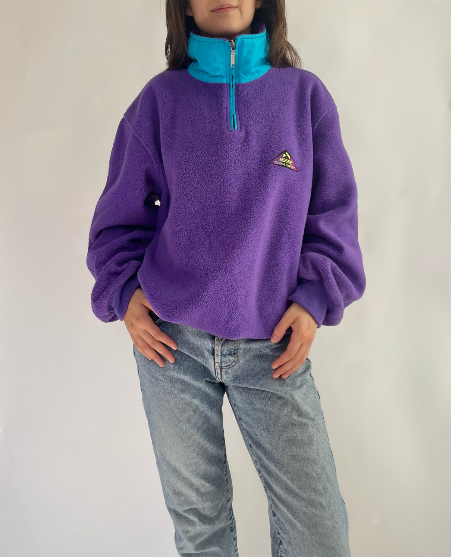 Vintage oversized purple fleece jacket by AESSE