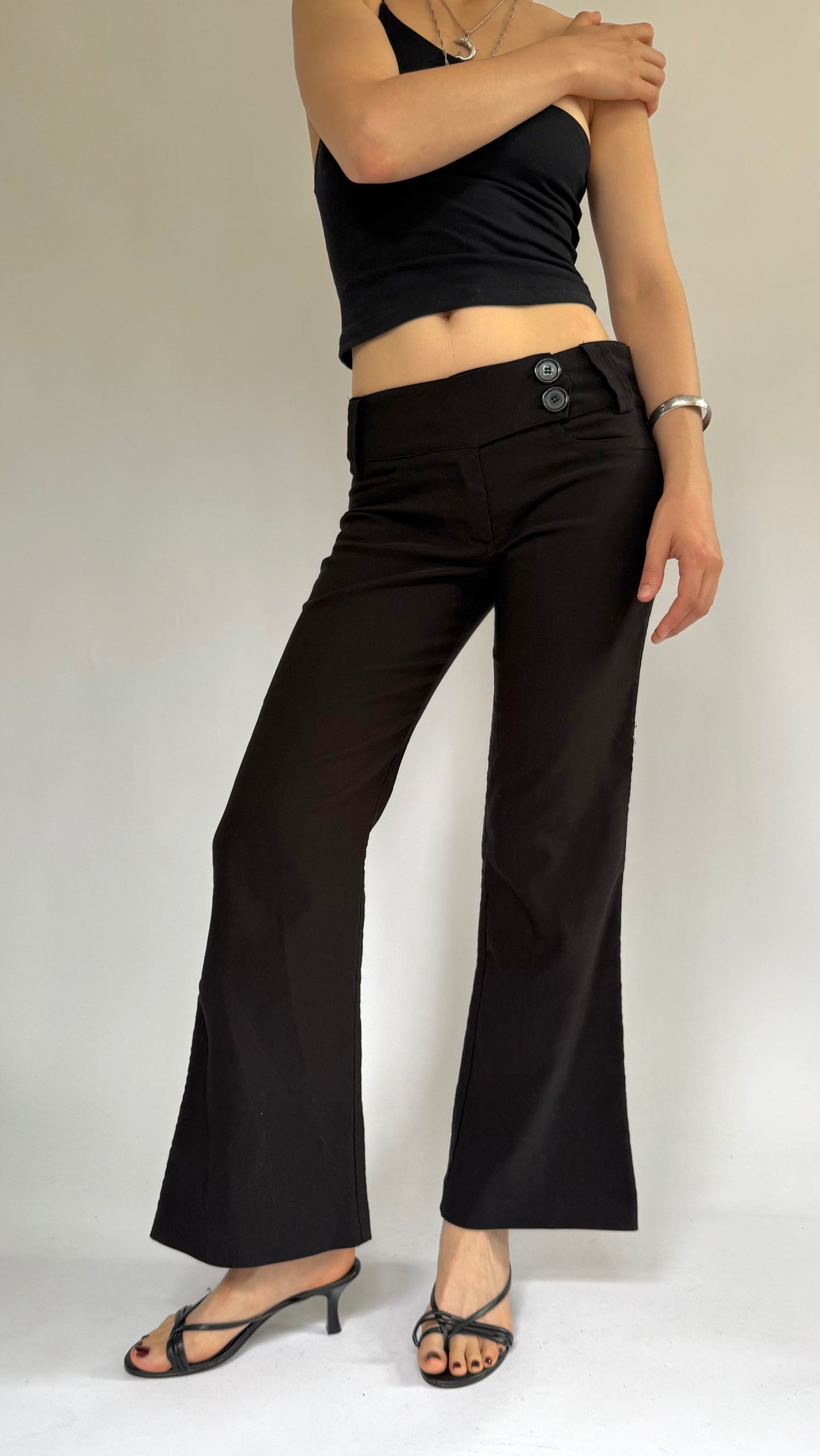 Y2k Black low rise flared office siren core pants