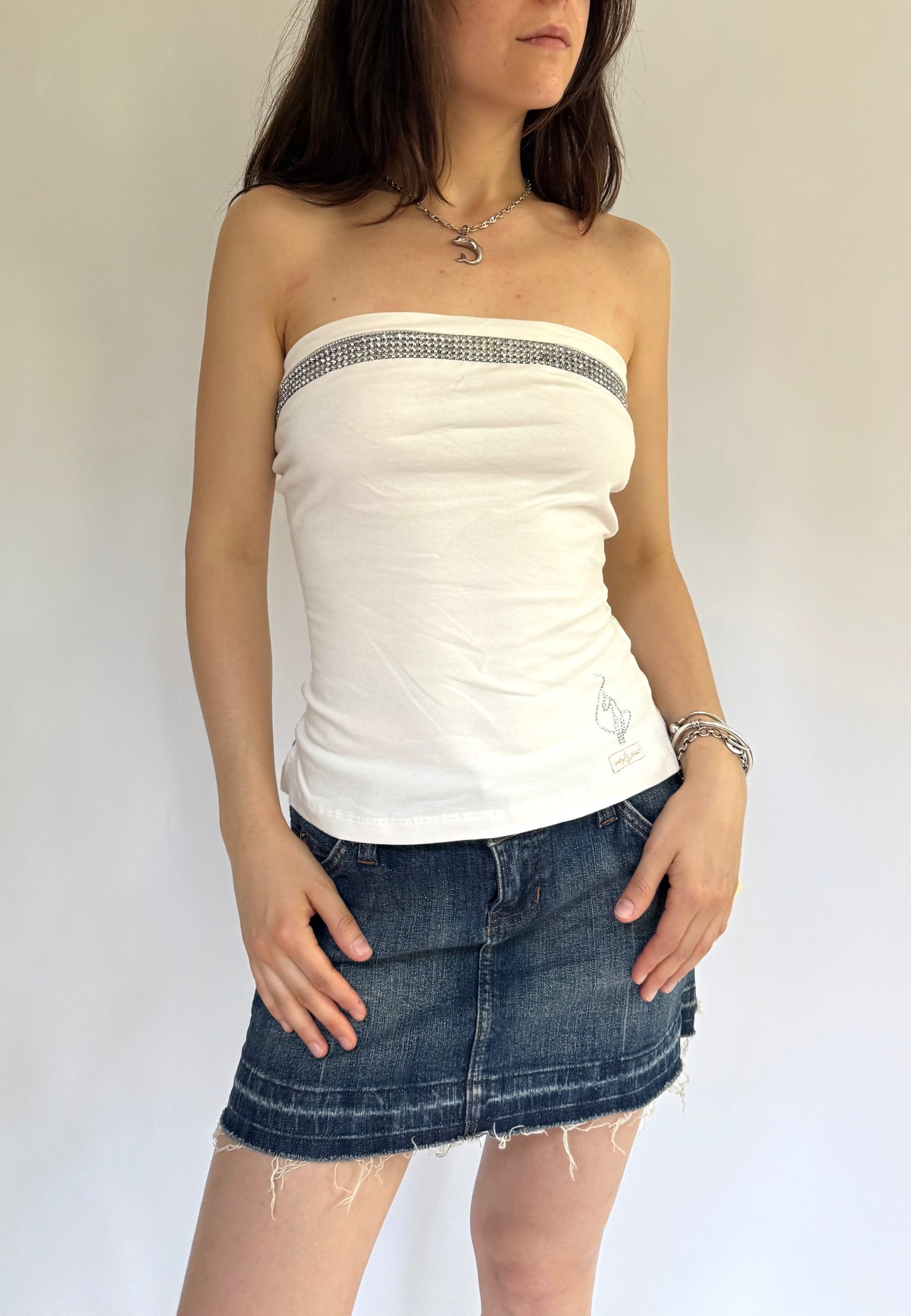 Y2k Deadstock white BABY PHAT tube top
