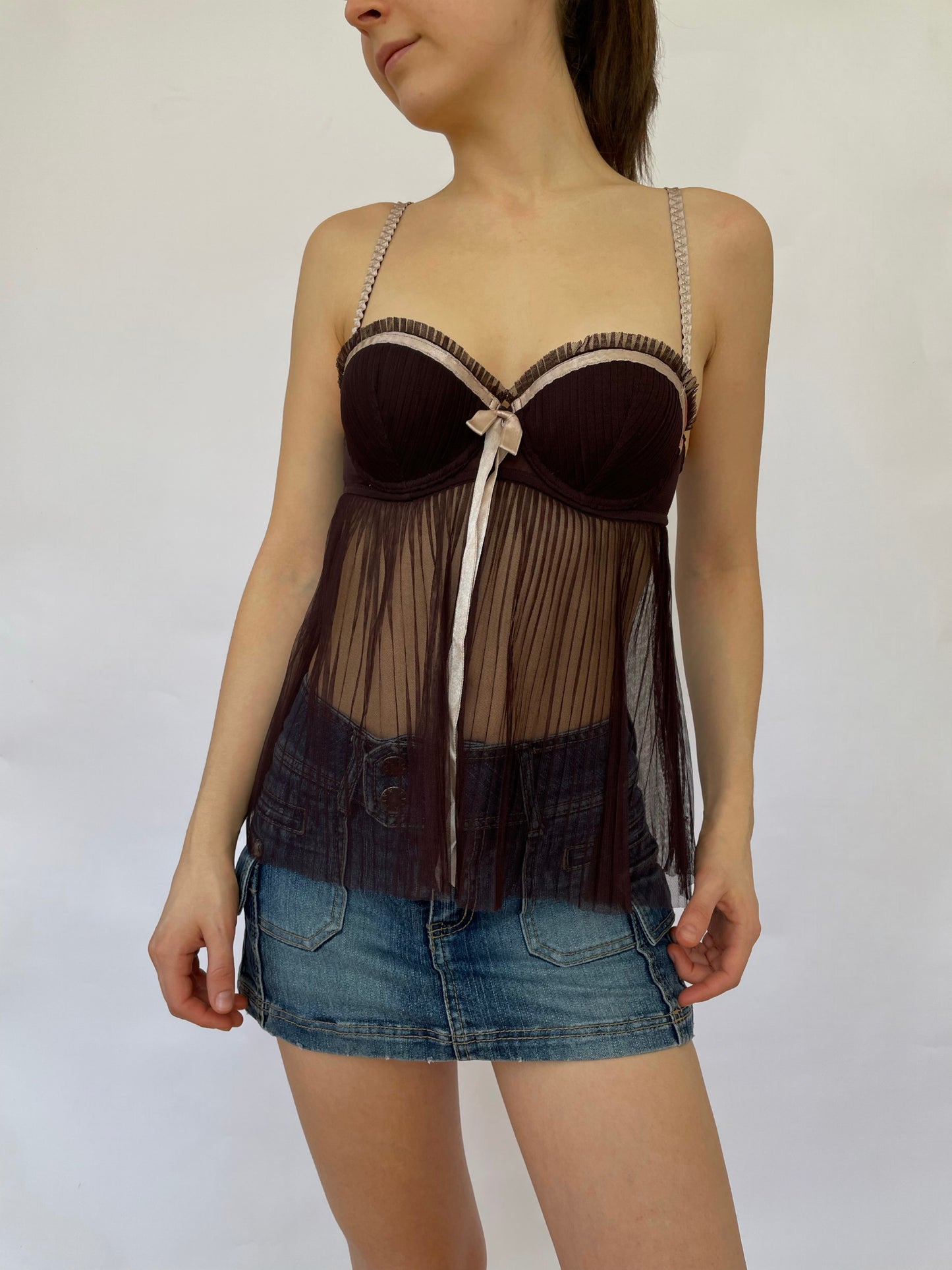Y2K brown bustier top
