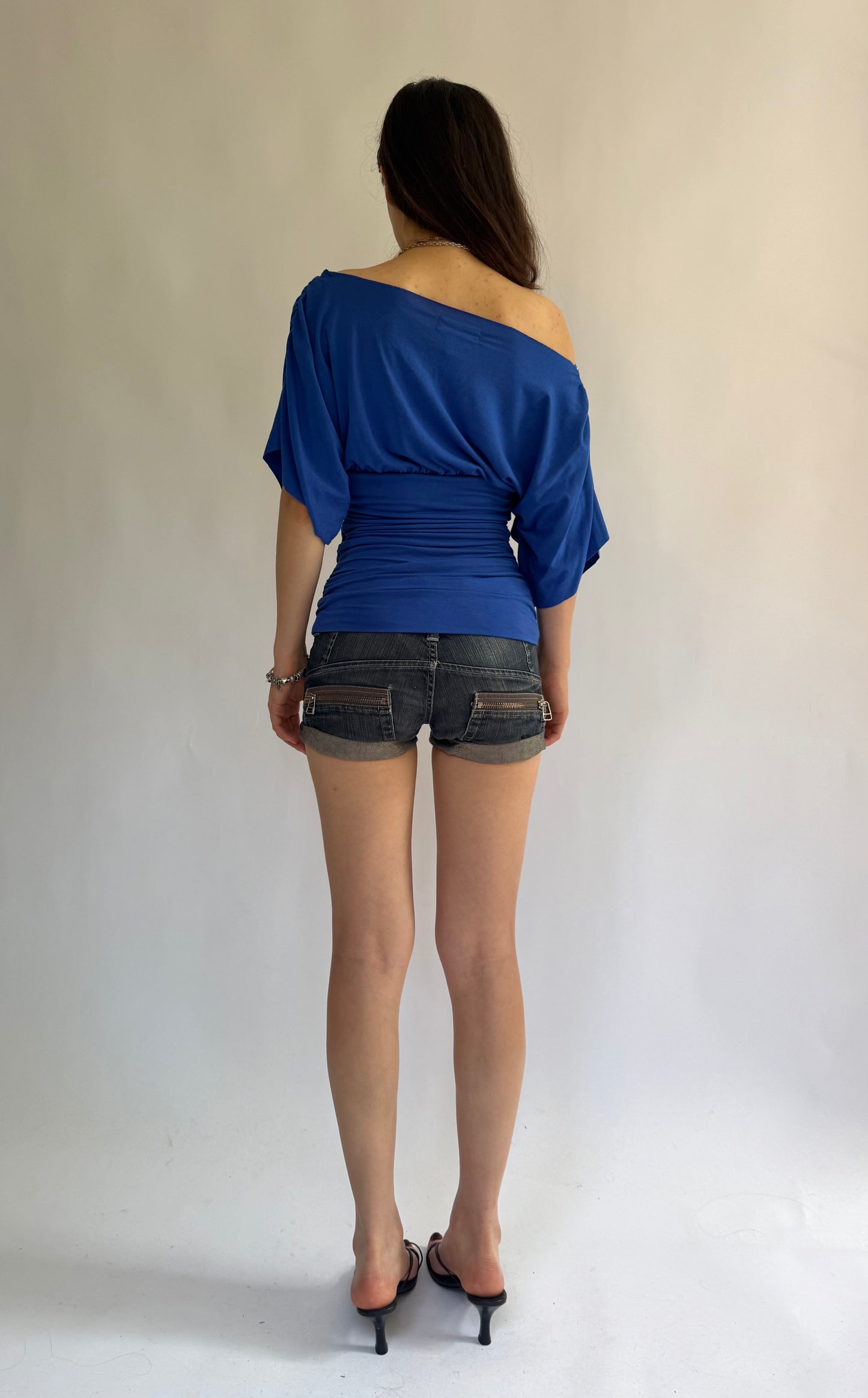 Y2K deadstock BABY PHAT blue off the shoulder top