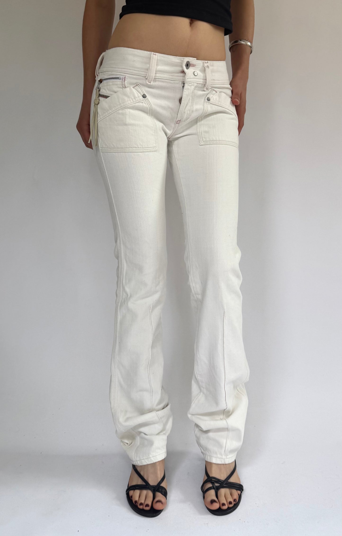 Y2k DEADSTOCK DIESEL with tags low rise white flared jeans