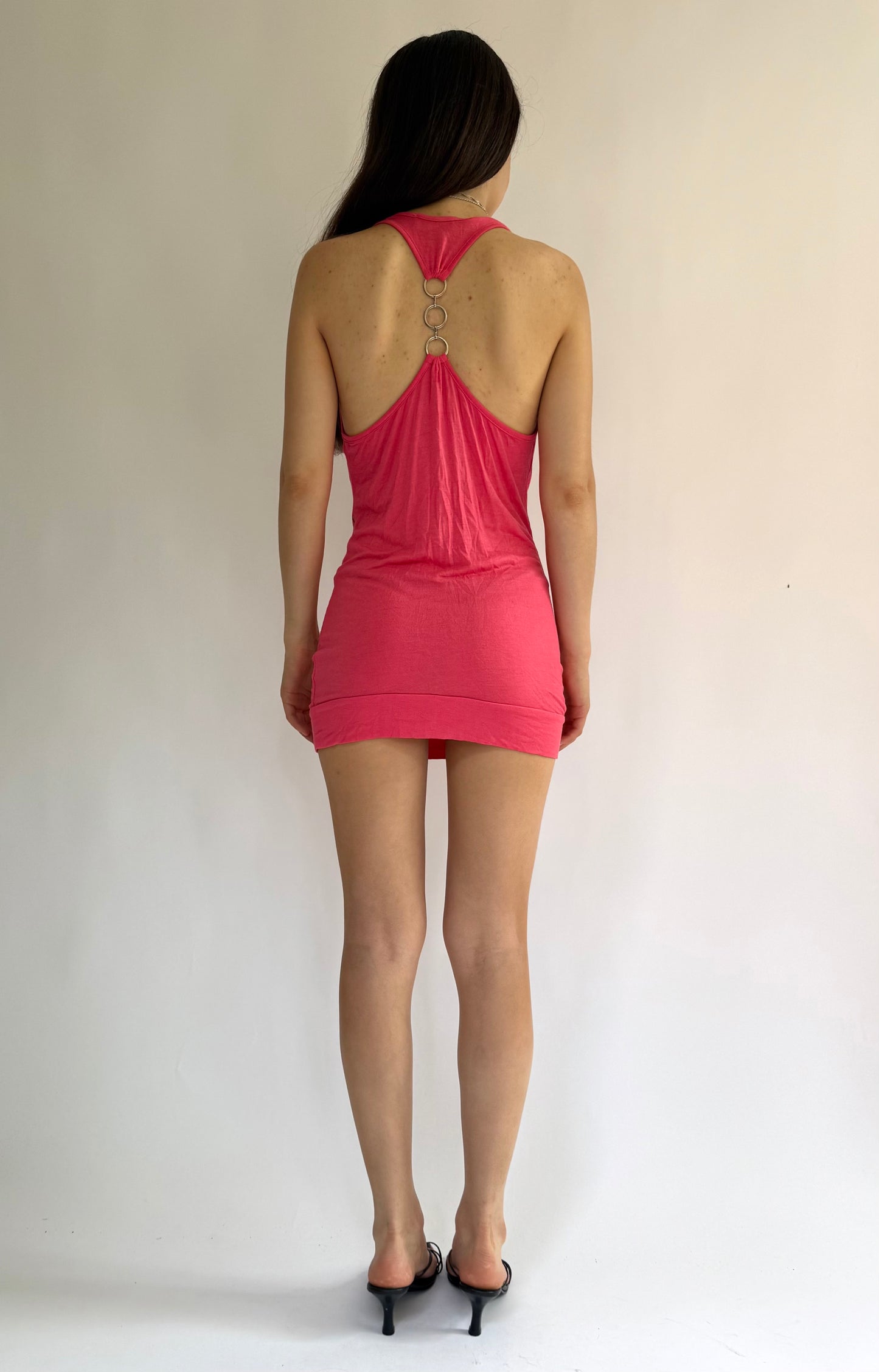 Y2k cowl neck mini pink party dress