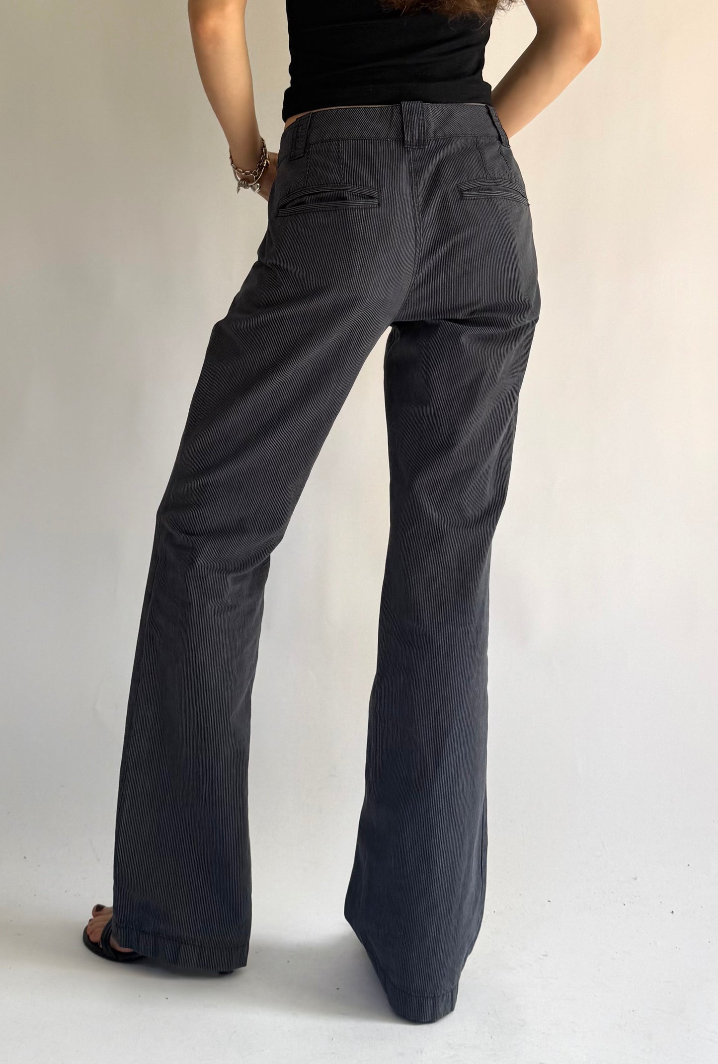 Y2K low rise flared pin-stripped pants office siren core