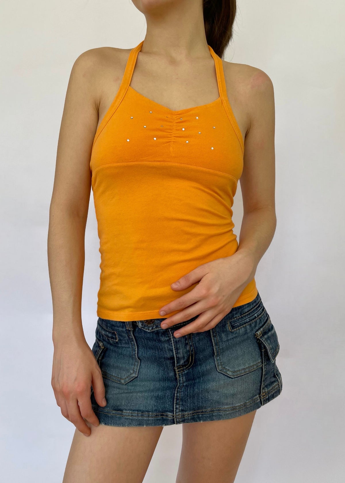 Early 2000s bedazzled halter tank